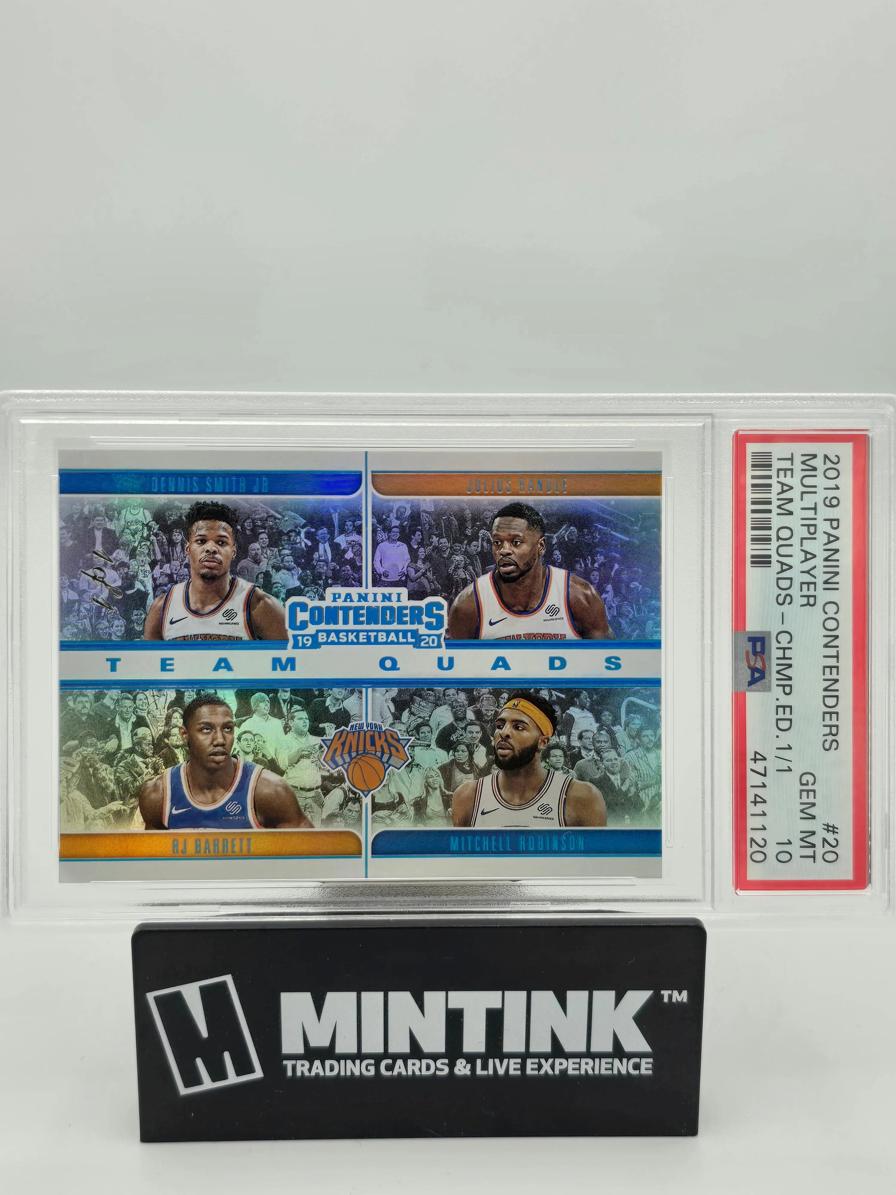2019 Panini Contenders Basketball Team Quads Autograph Card - RJ Barrett, Isaiah Randle, Robinson - PSA 10 Gem Mint 1/1 - Perfect for Collectors & NBA Memorabilia Fans