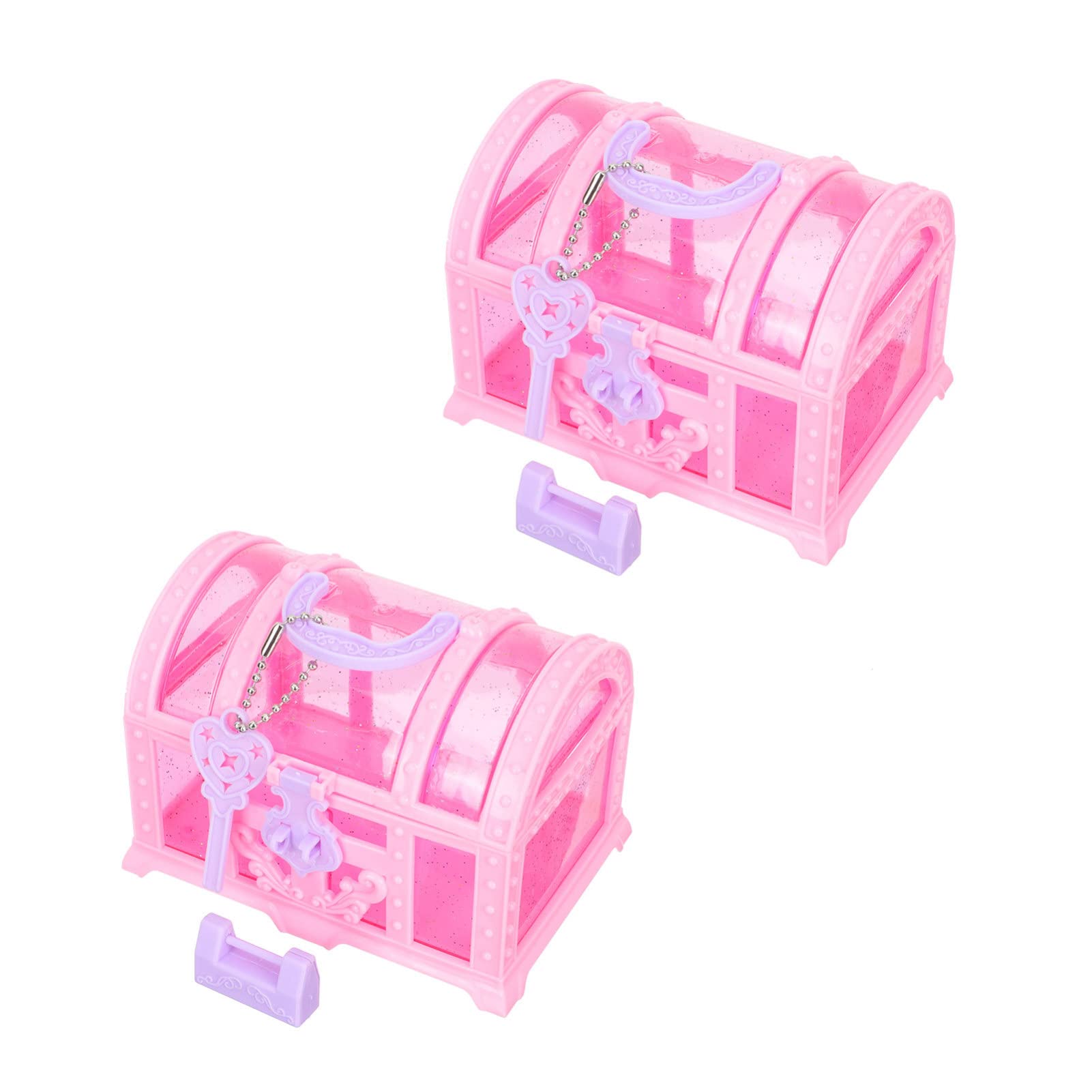 Princess Girl Treasure Chest Box - 2pcs Vintage Jewelry & Makeup Storage Organizer for Kids, Pretend Play Cosmetic Case - Perfect for Birthday Party Favors, Baby Shower Gifts & Dress-Up Playtime (Pink)