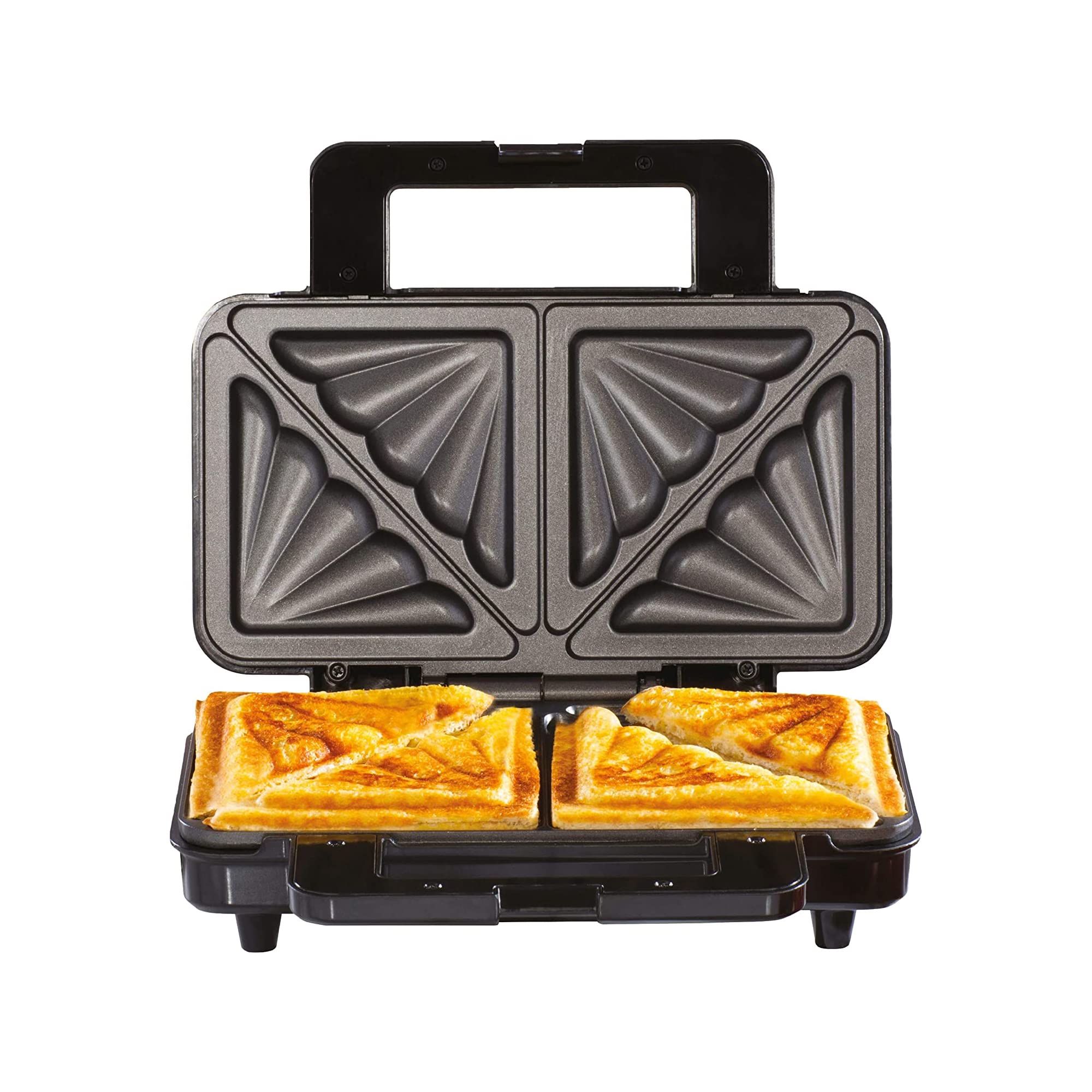 Daewoo 900W Deep Fill 4 Slice Sandwich Maker with Cool Touch Handles & Safety Thermal Cut Out - Thermostatically Controlled Toaster for Grilled Cheese, Paninis & Breakfast - Perfect for Home, Office & Dorm Use