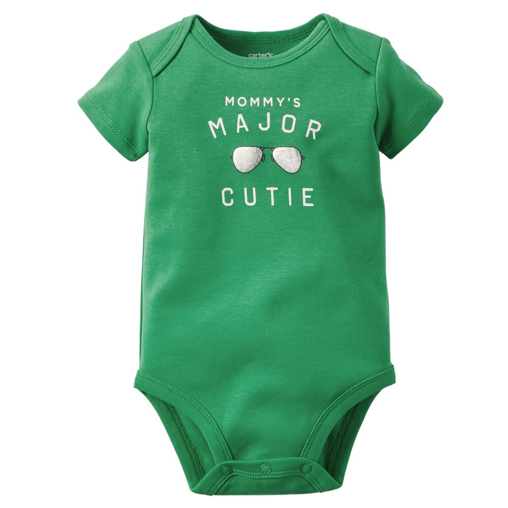 Carters Baby Boys Major Cutie Short Sleeve Bodysuit - Green 12 Months | Soft Cotton Onesie for Infant & Toddler | Perfect for Playtime, Daycare & Family Outings
