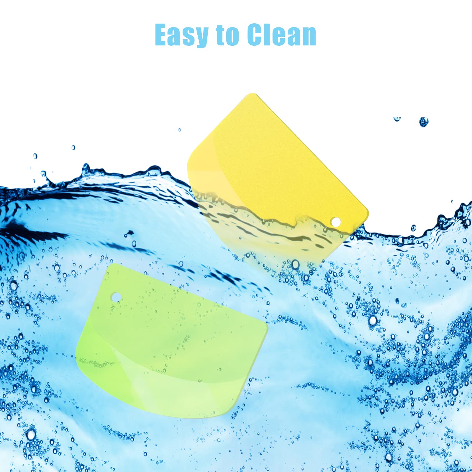 KINBOM 2-Pack Plastic Dough Scraper - 4.7x3.7 Inch Multi-Purpose Kitchen Tool for Baking, Pastry, Bread & Pizza Dough - Bowl Scraper & Food Chopper (Yellow & Green) - Perfect for Home Bakers & Professional Chefs