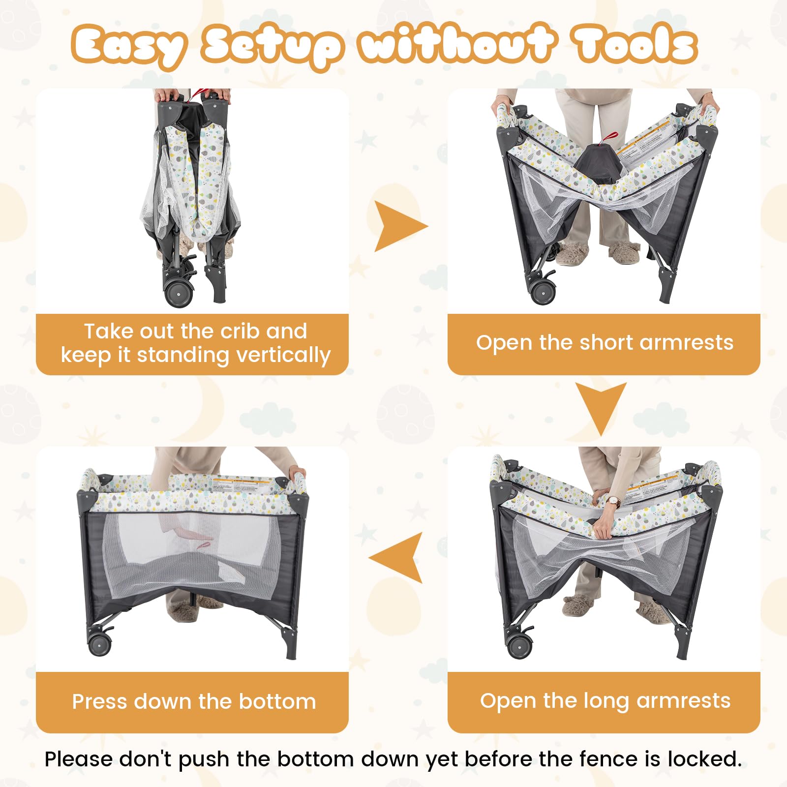 BABY JOY 3-in-1 Portable Playard with Bassinet & Changing Table - Foldable Travel Crib with Lockable Wheels & Soothing Music Box - Ideal for Newborn to Toddler - Perfect for Nursery, Travel & Daycare Use