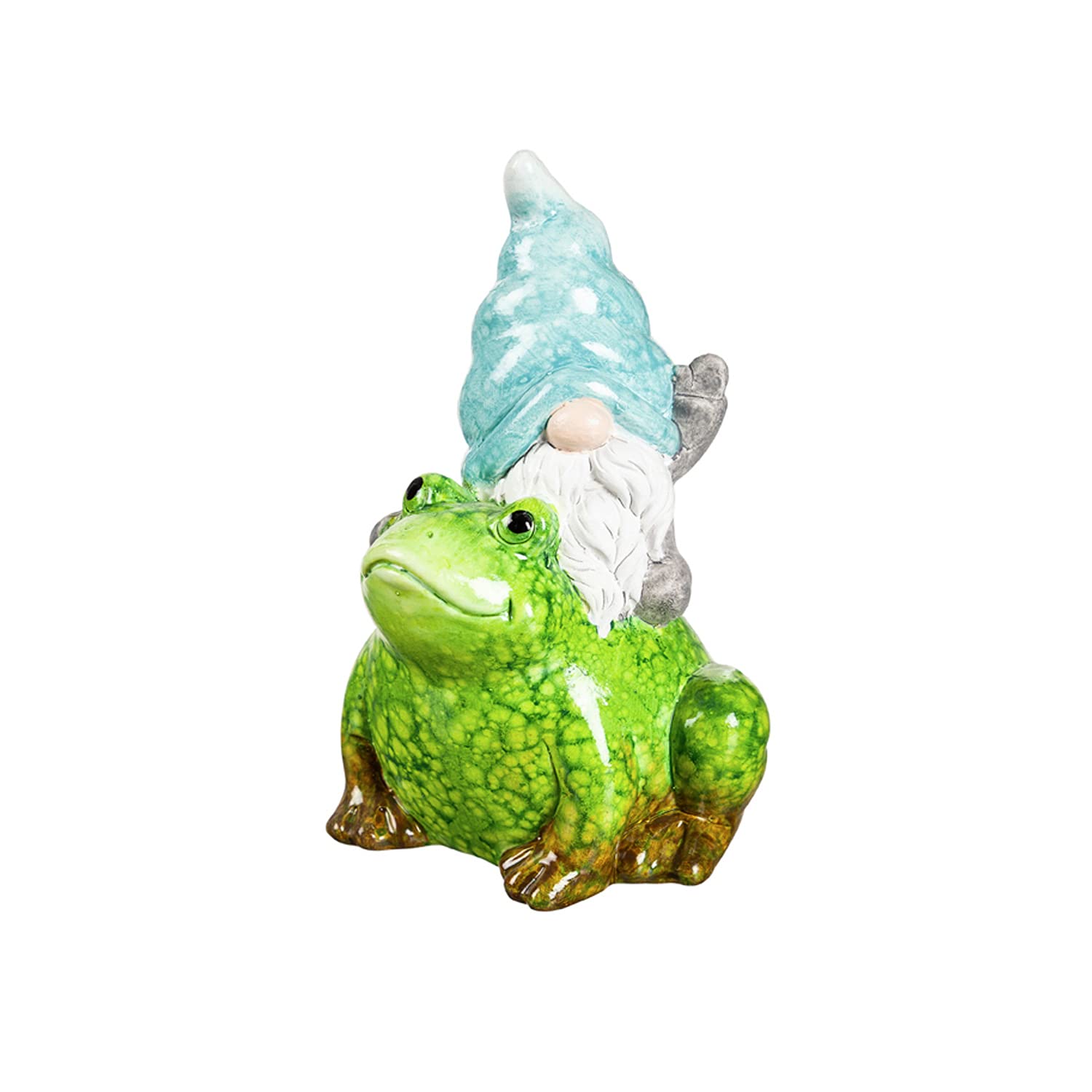 Evergreen Teal Hat Terracotta Traveling Gnome & Garden Friends Statue - Whimsical Outdoor Decor for Garden, Yard & Patio - Perfect Gift for Gnome Lovers & Garden Enthusiasts
