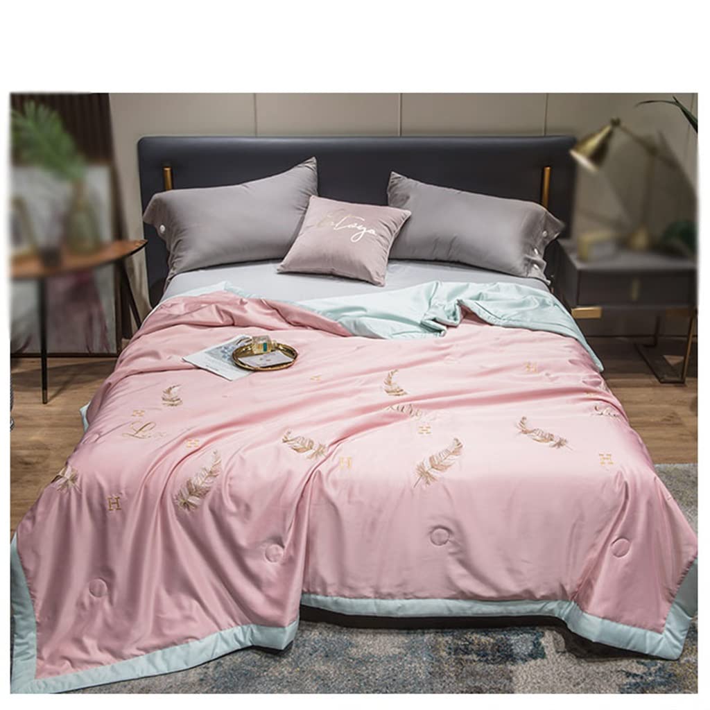 Xinmier Washable Tencel Summer Quilt - Lightweight Air Conditioning Blanket for All Seasons, Machine Washable, Breathable & Soft (200x230cm, Blue) - Perfect for Bedroom, Guest Room, or Dorm Comfort