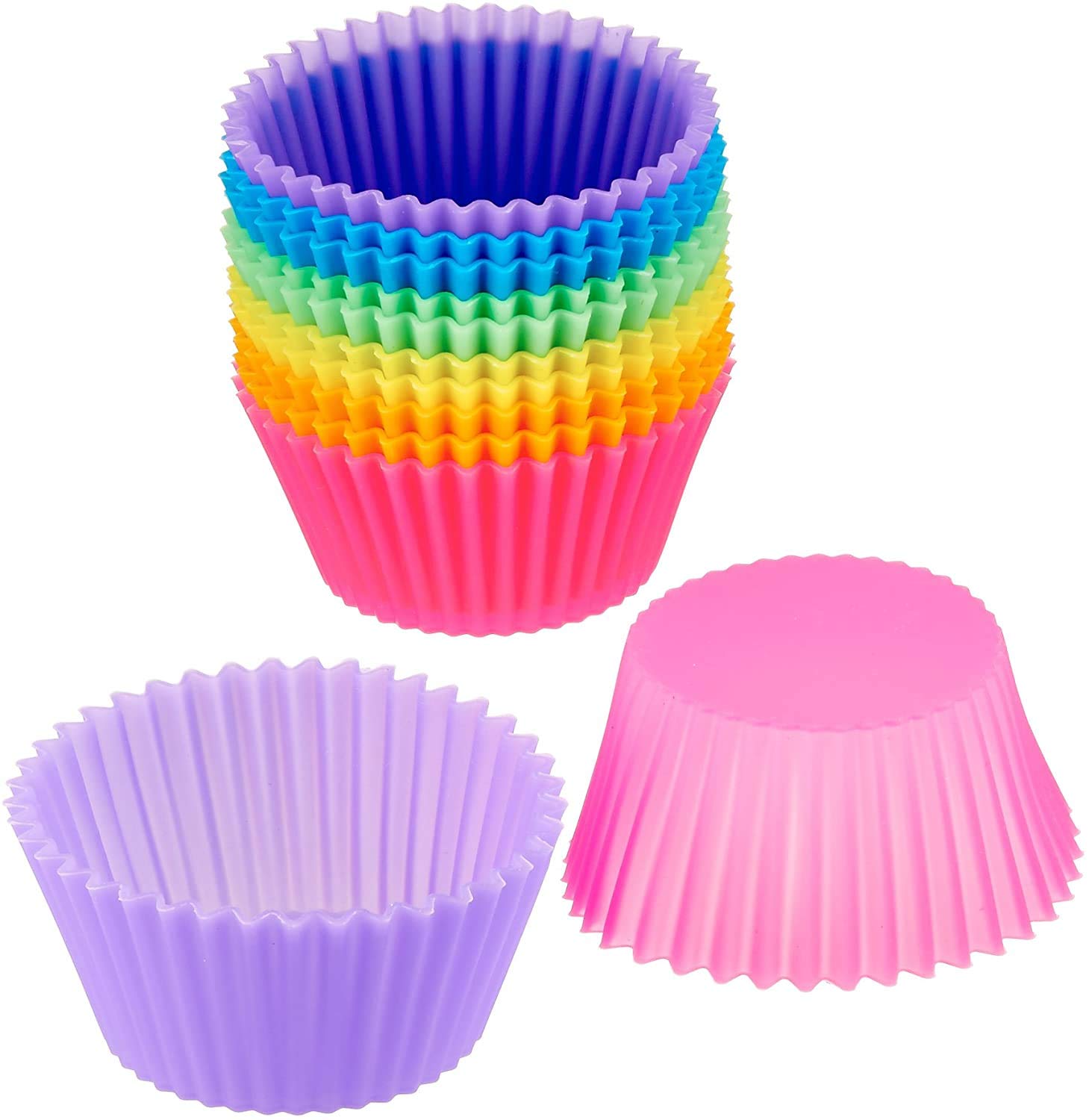 12 Pack Reusable Non-Stick Silicone Cupcake Liners - Standard Size Baking Cups for Muffins, Cupcakes & More | Perfect for Home Baking, Party Desserts & Holiday Treats