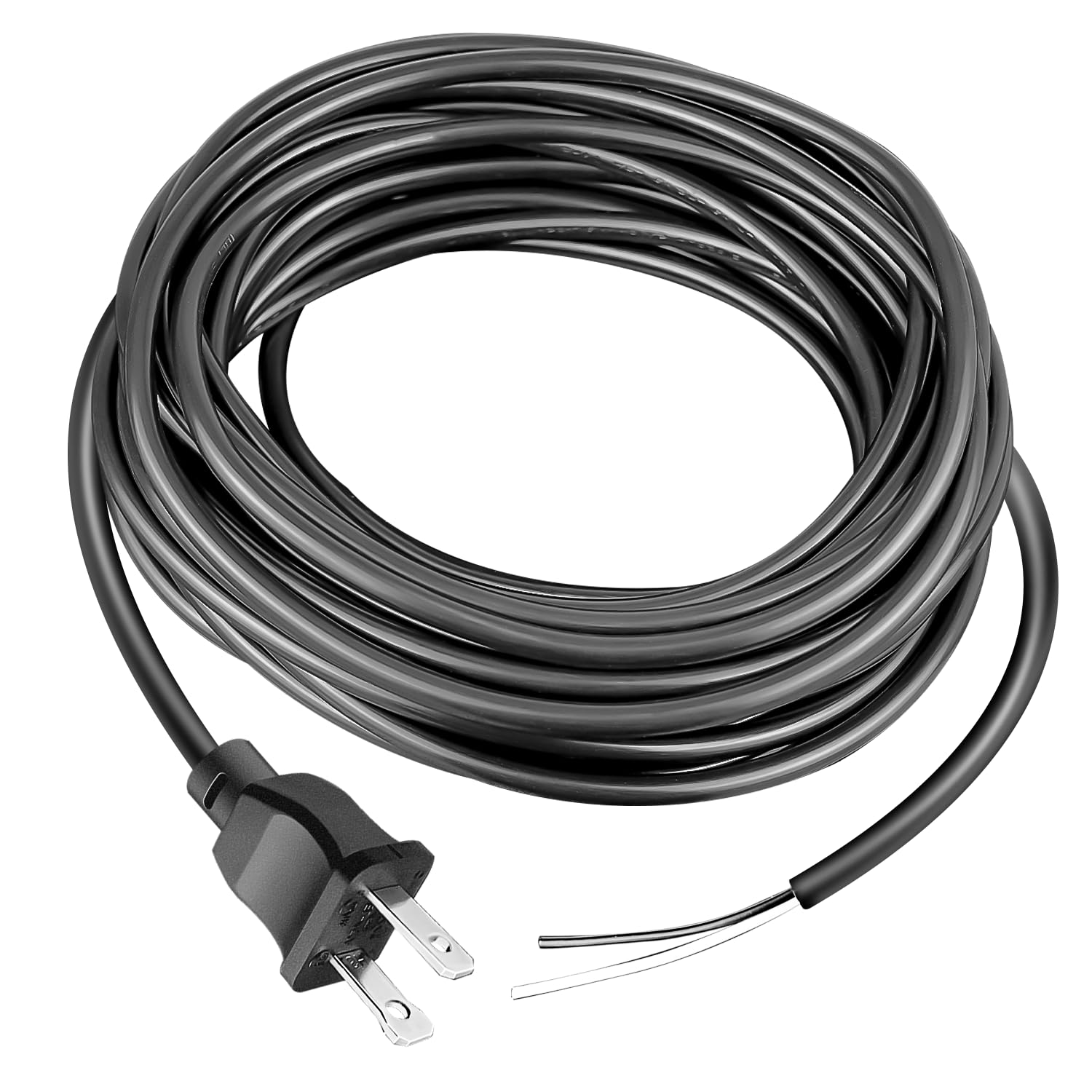 HASMX 30ft Extra Long 18/2 Replacement Vacuum Cleaner Power Cord - Compatible with Shark, Eureka, Sanitaire & Bissell Upright Vacuums - Black 2-Prong Cord for Home Cleaning & Maintenance - Perfect for Replacing Old or Damaged Cords