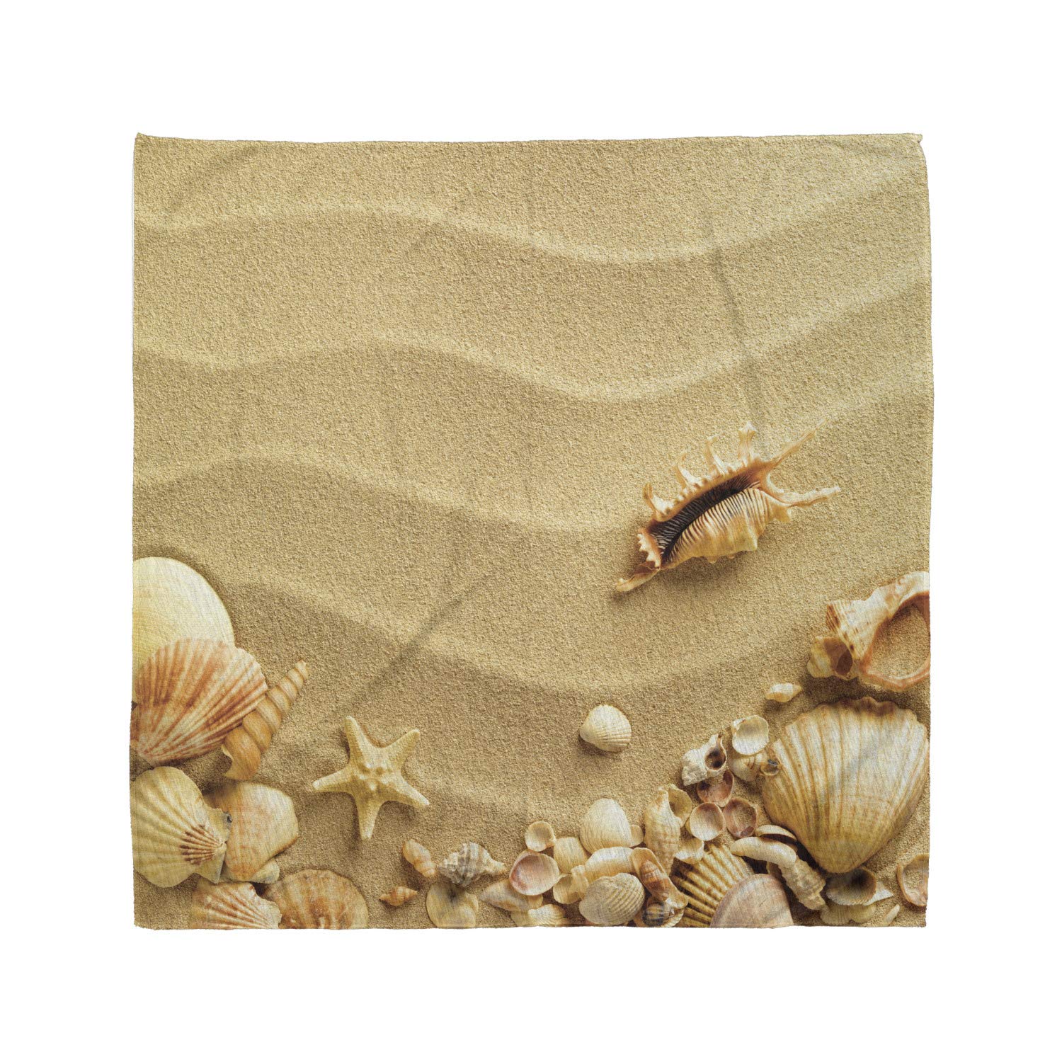 Lunarable Seashells Bandana - Sandy Summer Beach Sea Print Unisex Head & Neck Scarf for Men & Women | Perfect for Beach Outings, Summer Festivals & Outdoor Adventures