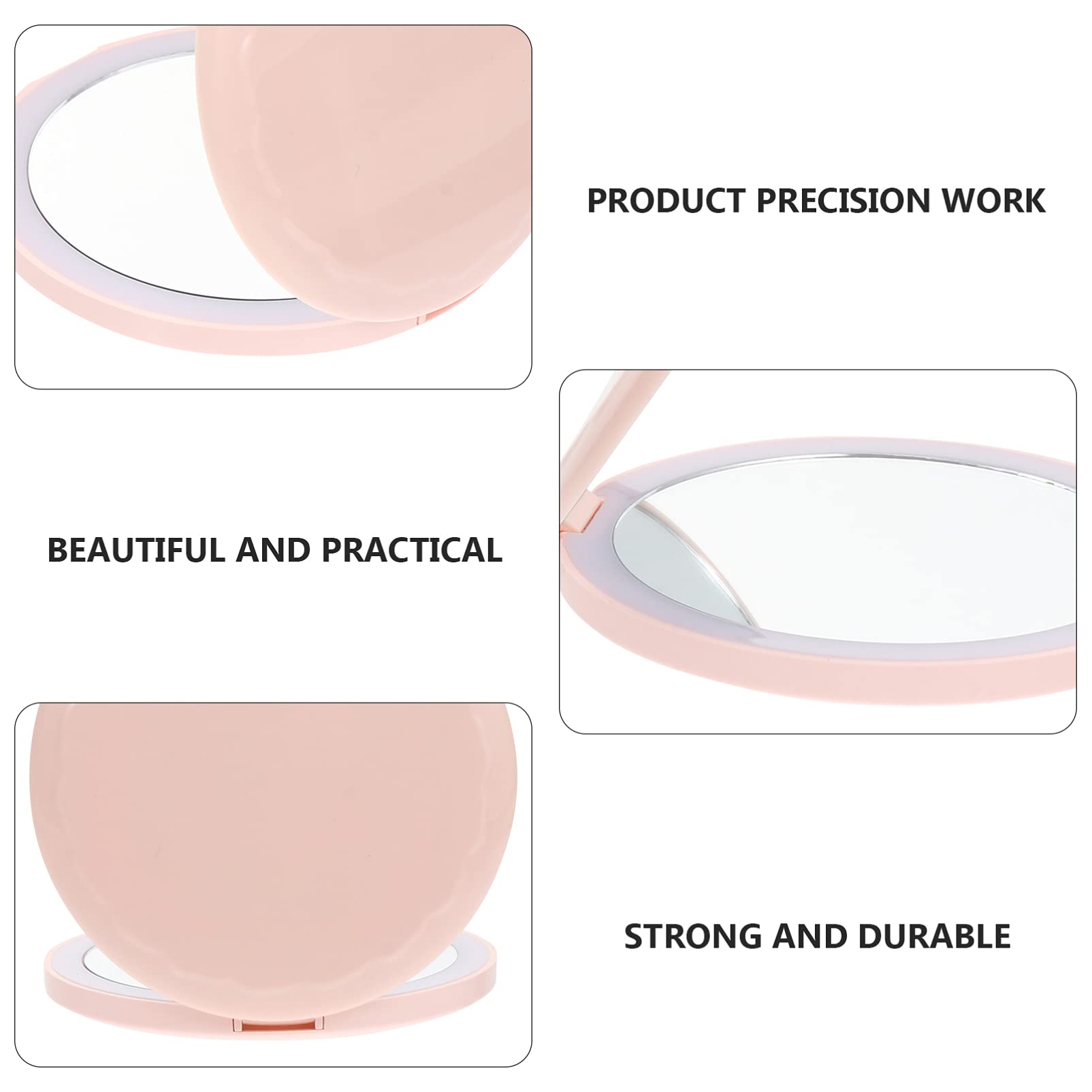 OSALADI Travel Mirror with LED Lights - Rechargeable Folding Makeup Mirror for Women & Girls | Portable Vanity Mirror with Bright Illumination | Perfect for Travel, Home, and Salon Use (White)