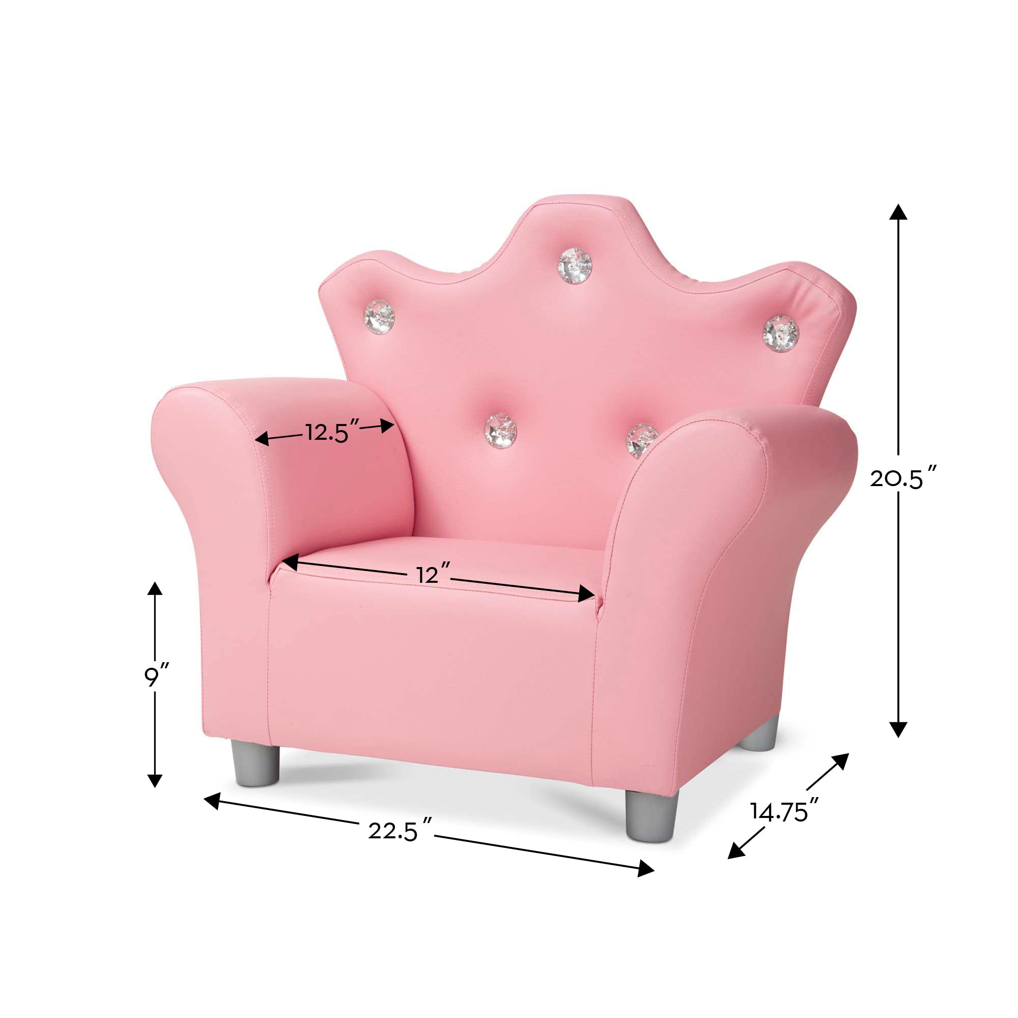 Melissa & Doug Pink Faux Leather Child’s Crown-Back Armchair - Princess Chair for Toddlers & Kids | Durable Children's Furniture for Bedroom, Playroom & Nursery Decor