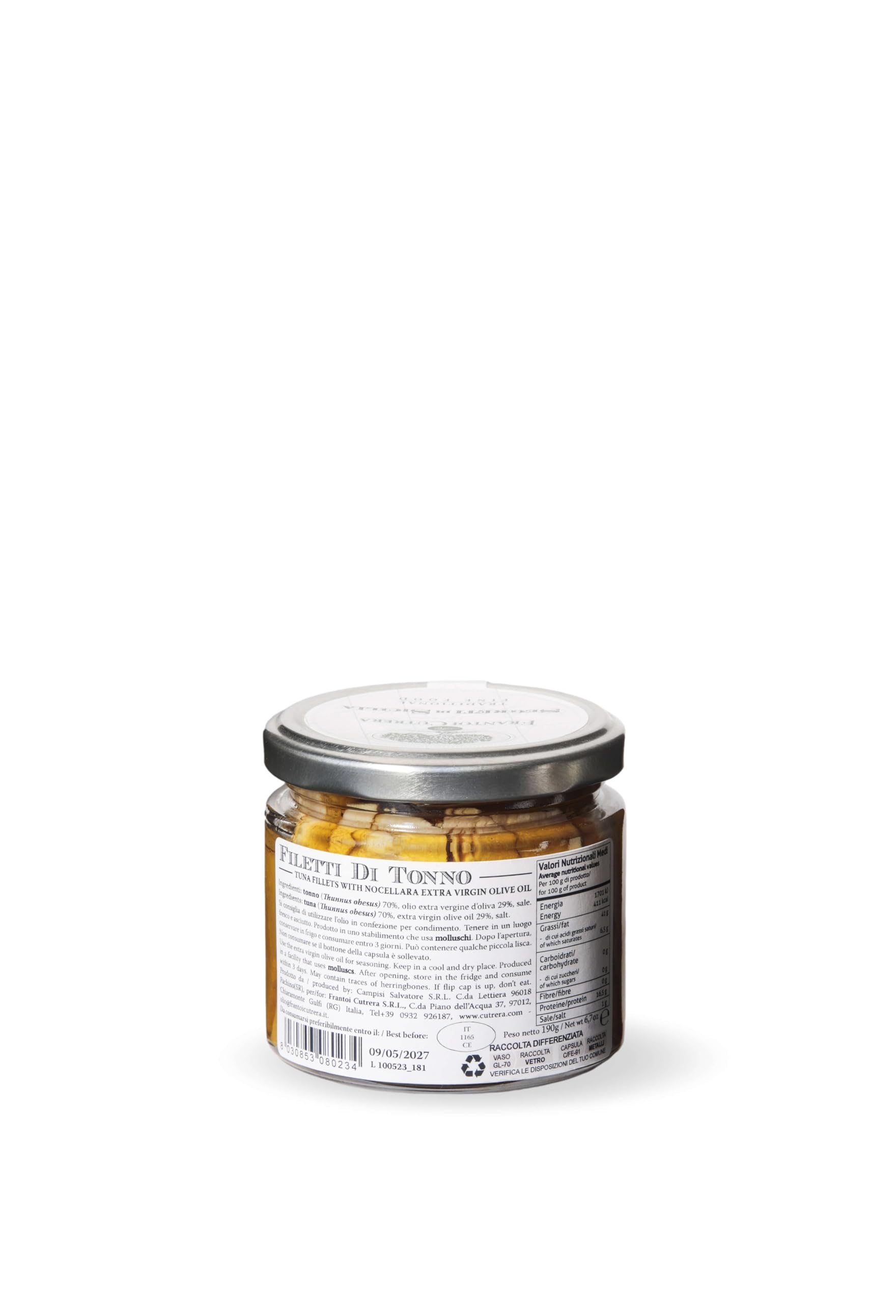 Premium Cutrera Tuna Fillets in Extra Virgin Olive Oil - Wild Caught, High Protein, Keto & Paleo Friendly - Perfect for Salads, Sandwiches & Mediterranean Recipes