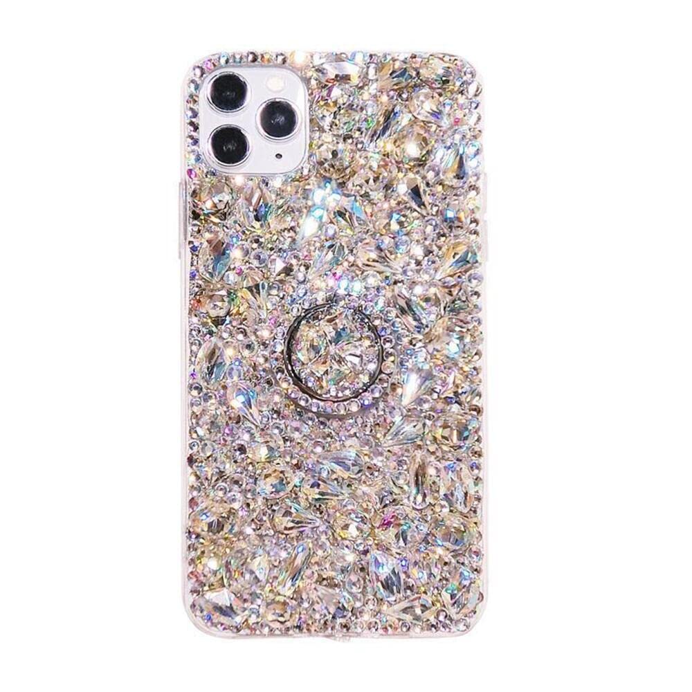 Luxury Bling Glitter Diamond Phone Case for Samsung Galaxy S21 - Crystal Rhinestone Protective Cover with Ring Holder & Kickstand | Shiny Gemstone Sparkle Design for Women, Girls & Kids | Perfect for Parties, Weddings & Everyday Glam