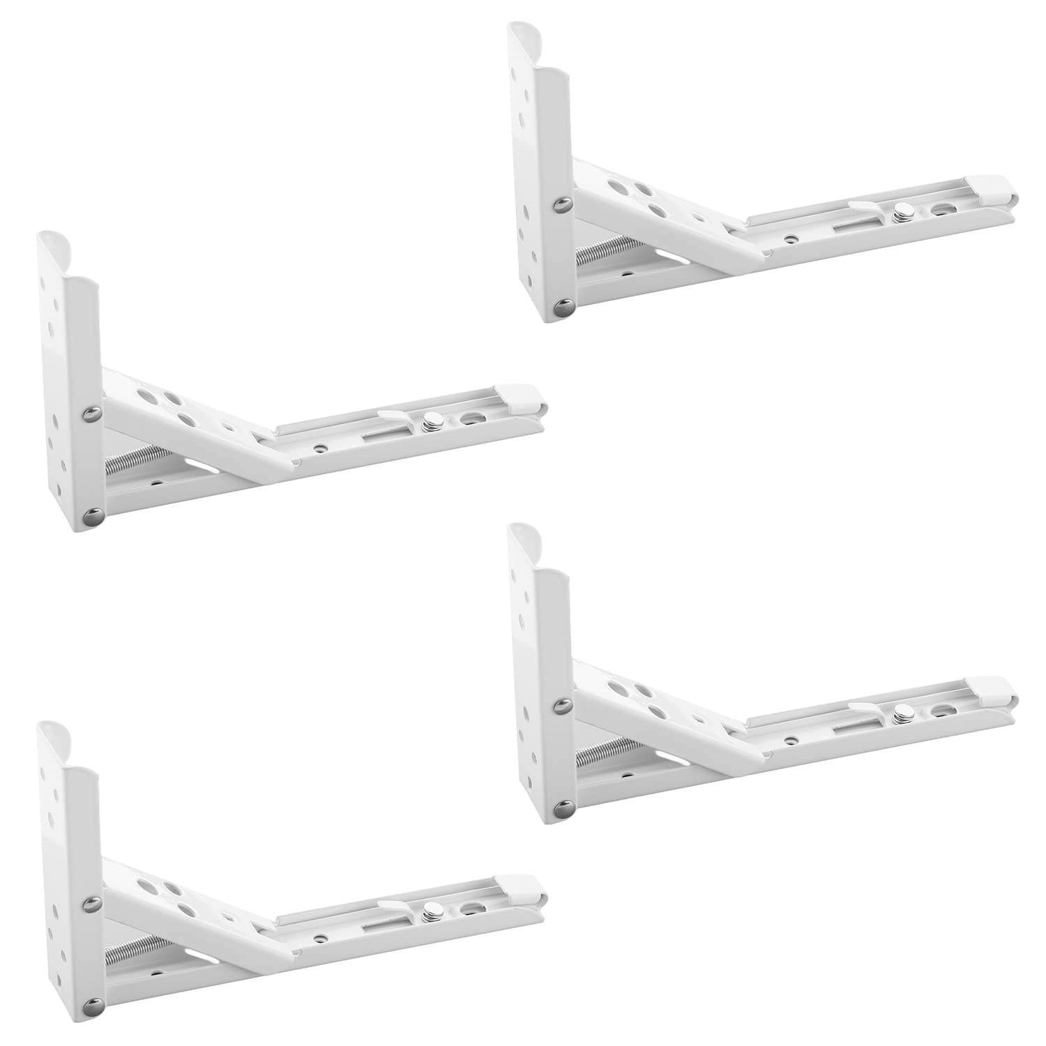 Yinpecly 90 Degree Angle Bracket - Heavy Duty Folding Corner Brace (7.68 x 4.33 Inch) for Wall Mounted Shelves - Spring Loaded Shelf Joint - Decorative Corner Brackets (4PCS) - Perfect for Home Office, Kitchen & Living Room Storage Solutions