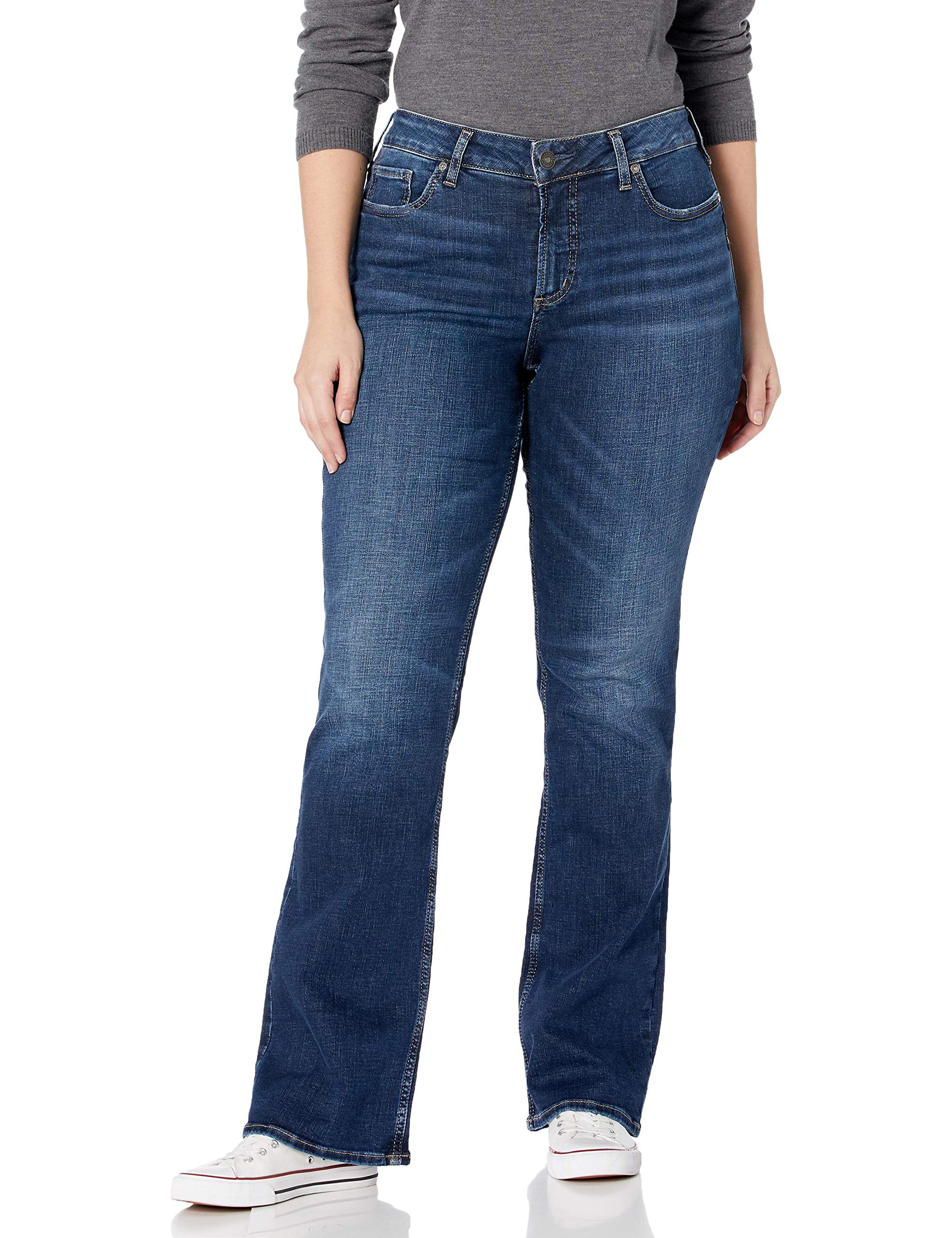 Silver Jeans Co. Women's Plus Size Suki Mid Rise Slim Bootcut Jeans - Comfortable Stretch Denim Pants for Curvy Figures | Perfect for Casual Wear, Office Outfits & Night Out Looks
