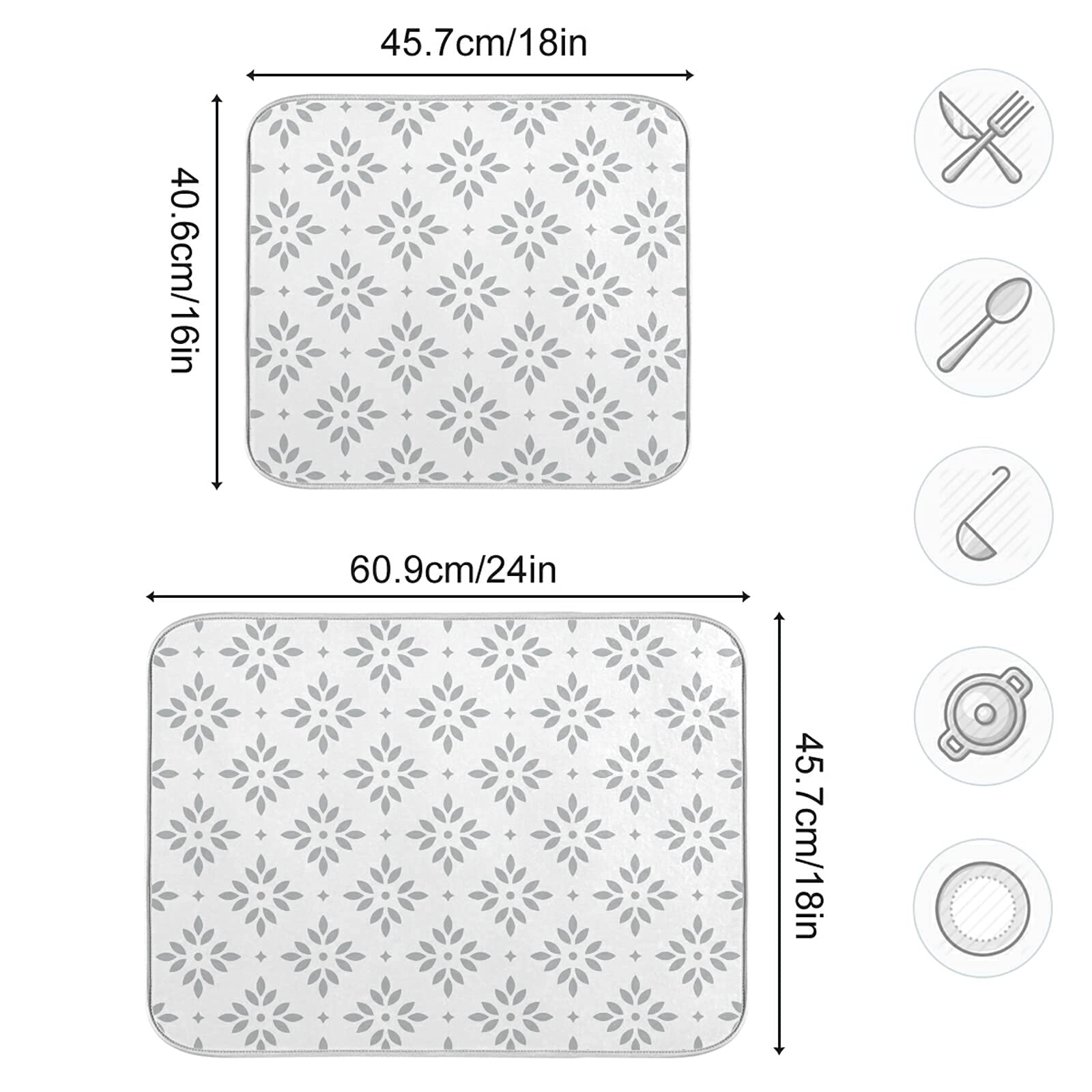 Leaf-Shaped Absorbent Dish Drying Mat 18x24