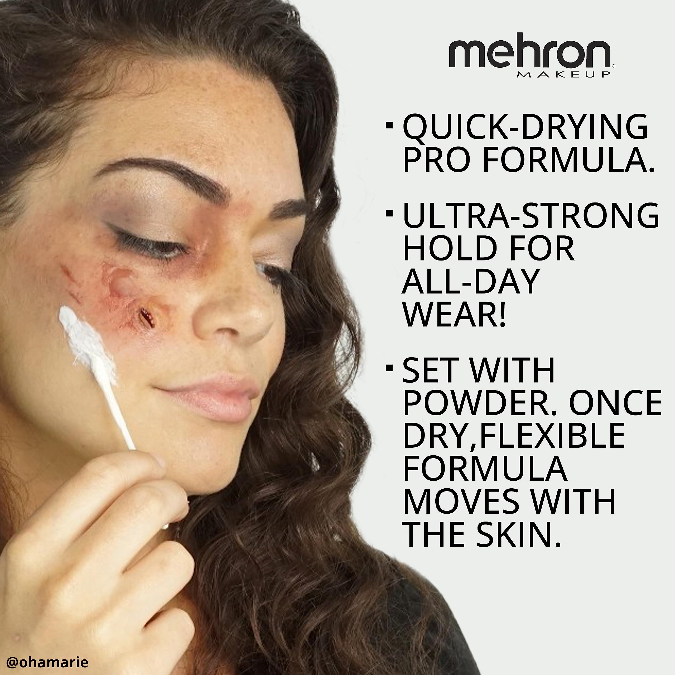 Mehron Liquid Latex for SFX & Halloween Makeup - 1 fl oz (30 ml) Clear Flesh Prosthetic Adhesive | Professional Special Effects, Costume & Theater Makeup | Perfect for Creating Wounds, Scars & Monster Effects