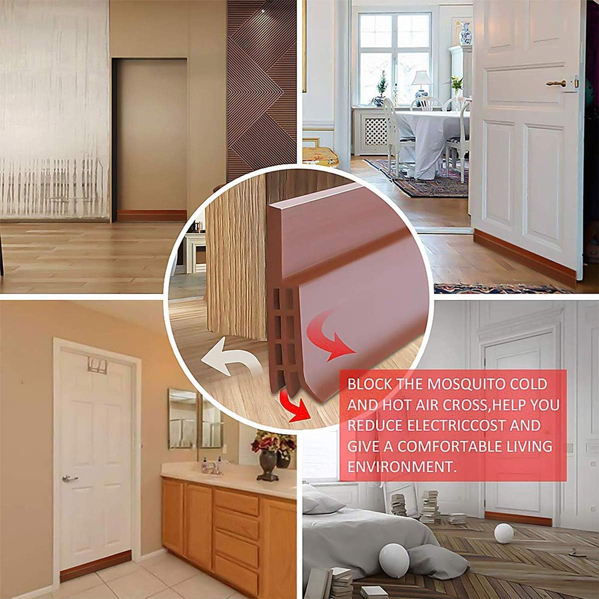 Force24 - Self-Adhesive Silicone Door Bottom Seal Strip (39 Inch, Brown, Pack of 1) - Weatherproof Door Gap Filler for Pest, Air & Dust Protection - Ideal for Homes, Apartments & Offices to Block Insects, Drafts & Noise