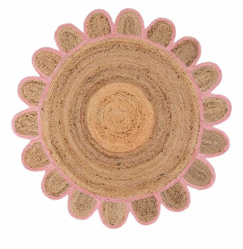 Premium Handmade Round Jute Rug - 2x3, 3x5, 4x6, 5x8 Ft Sizes - Natural Palm/Hemp Vintage Style - Boho Chic Area Rug for Living Room, Bedroom & Nursery Floor Decor