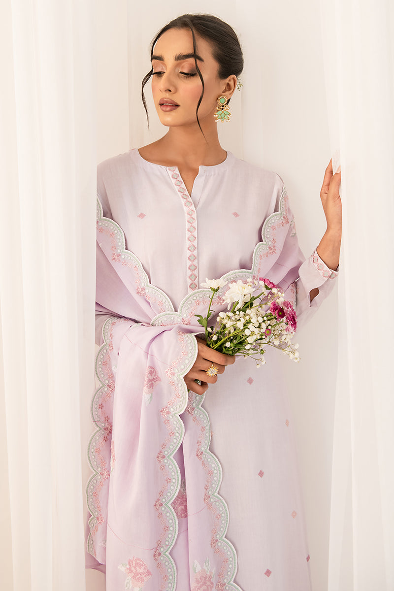 Lilac Haze 2-Piece Set - Elegant Shirt & Dupatta for Women | Boho Chic Outfit for Casual Wear, Parties & Festive Occasions
