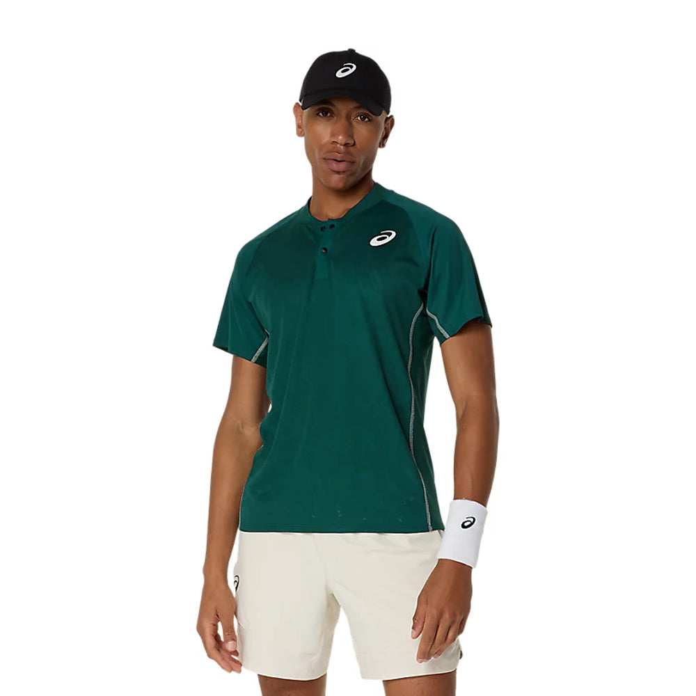 ASICS Men's Match Actibreeze Performance Polo Shirt - Moisture-Wicking, Breathable, Saxon Green - Ideal for Tennis, Golf & Active Sports