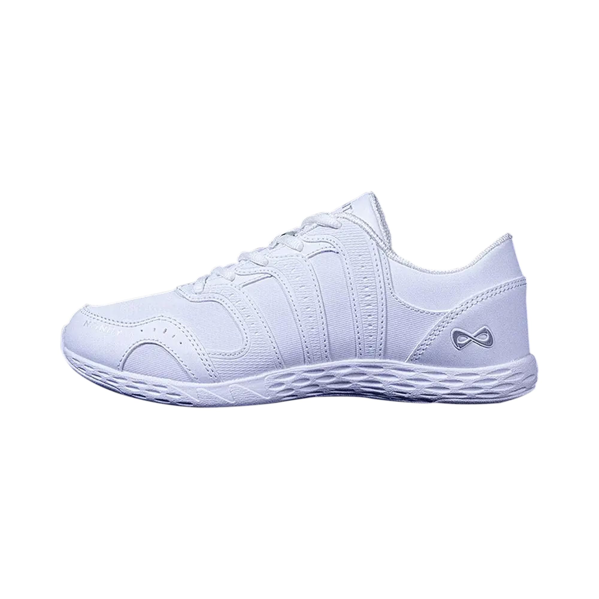 Nfinity Cheer Shoes - Women's Rival 2 White Synthetic Leather Cheerleading Sneakers - Lightweight Athletic Shoes with Ultimate Grip for Competition & Practice - Perfect for Cheerleading, Gymnastics & Dance Training