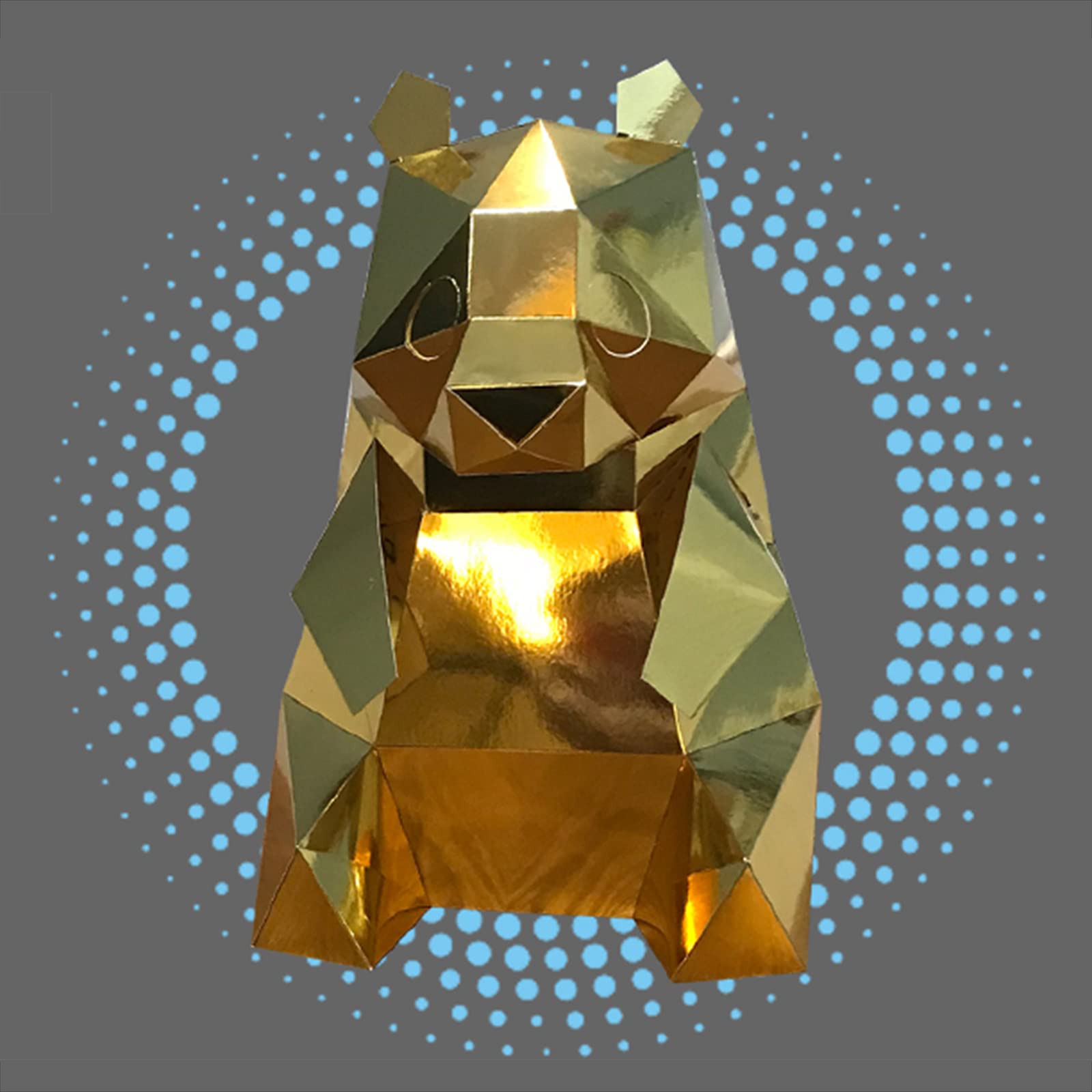 Creative 3D Panda Paper Trophy - DIY Origami Puzzle & Handmade Paper Sculpture Art for Home Decoration, Gift, Party & Office Awards (Gold) | Fun Craft Activity for Kids & Adults