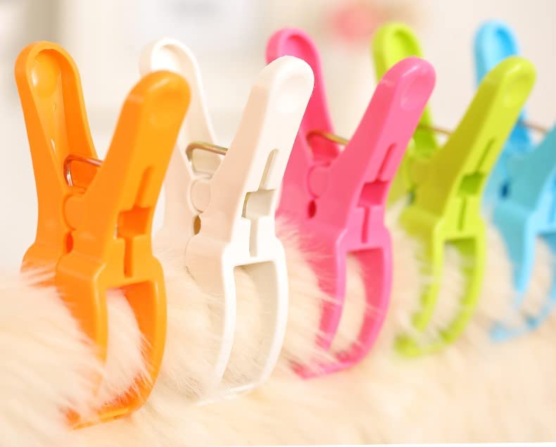 10 Pack Beach Towel Clips for Lounge Chairs - 4.5 Inch Plastic Pool Towel Clamps with 5 Free Bonus Small Clips - Secure Your Towel at Beach, Poolside, or Backyard - Windproof Design for Family Outdoor Use