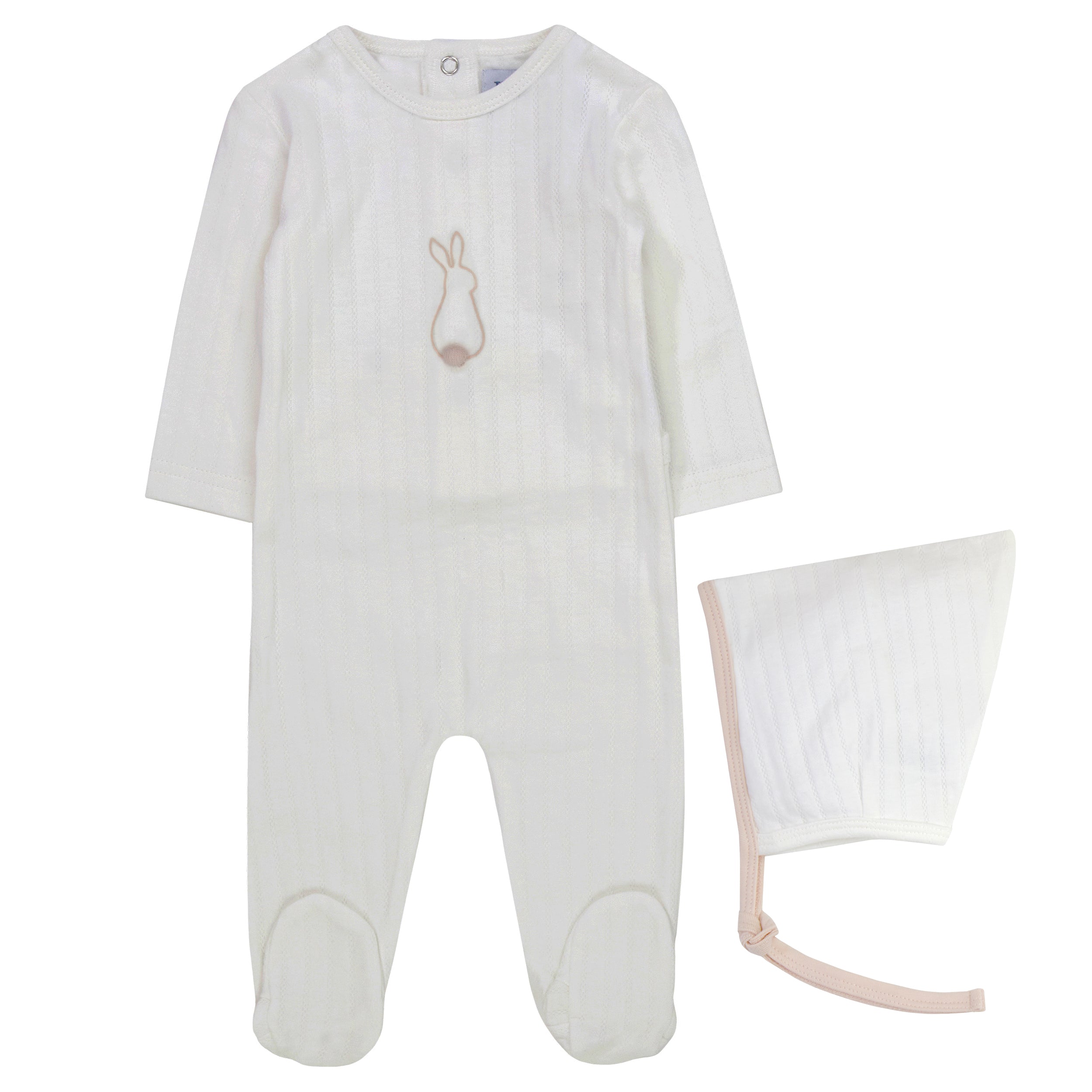 Kipp Baby Pink Bunny Stretchie and Bonnet Set - Soft Cotton Newborn Outfit for Girls - Perfect for Photoshoots, Baby Showers & Easter Gifts