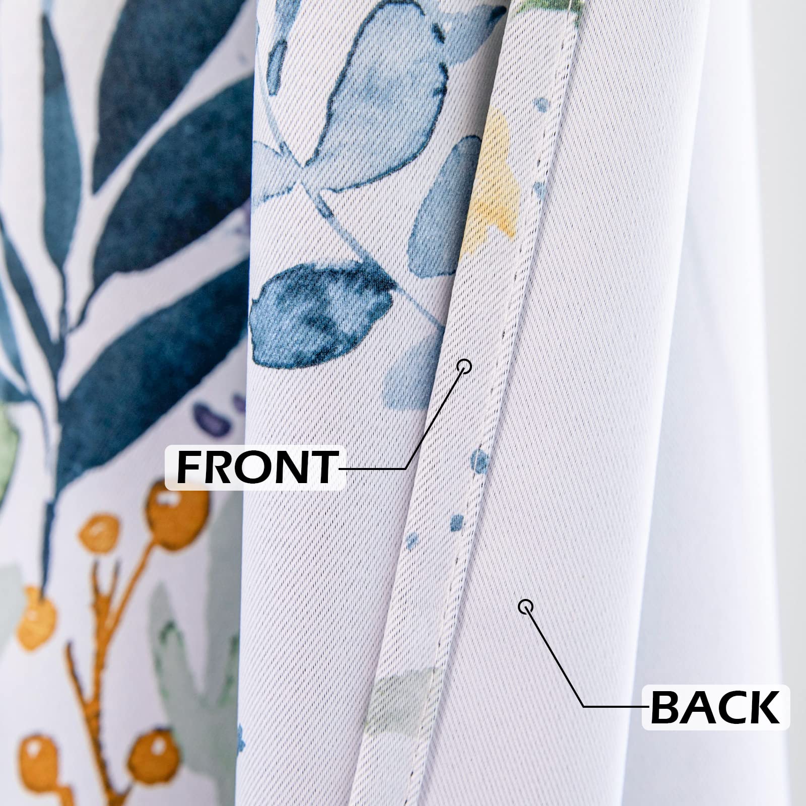 MYSKY HOME Floral Curtains 84 Inches Long - Room Darkening Thermal Insulated Light Blocking Drapes with Grommet Top for Living Room, Bedroom & Bathroom - 2 Panels Set in Yellow and Blue - Perfect for Privacy, Energy Saving & Home Decor