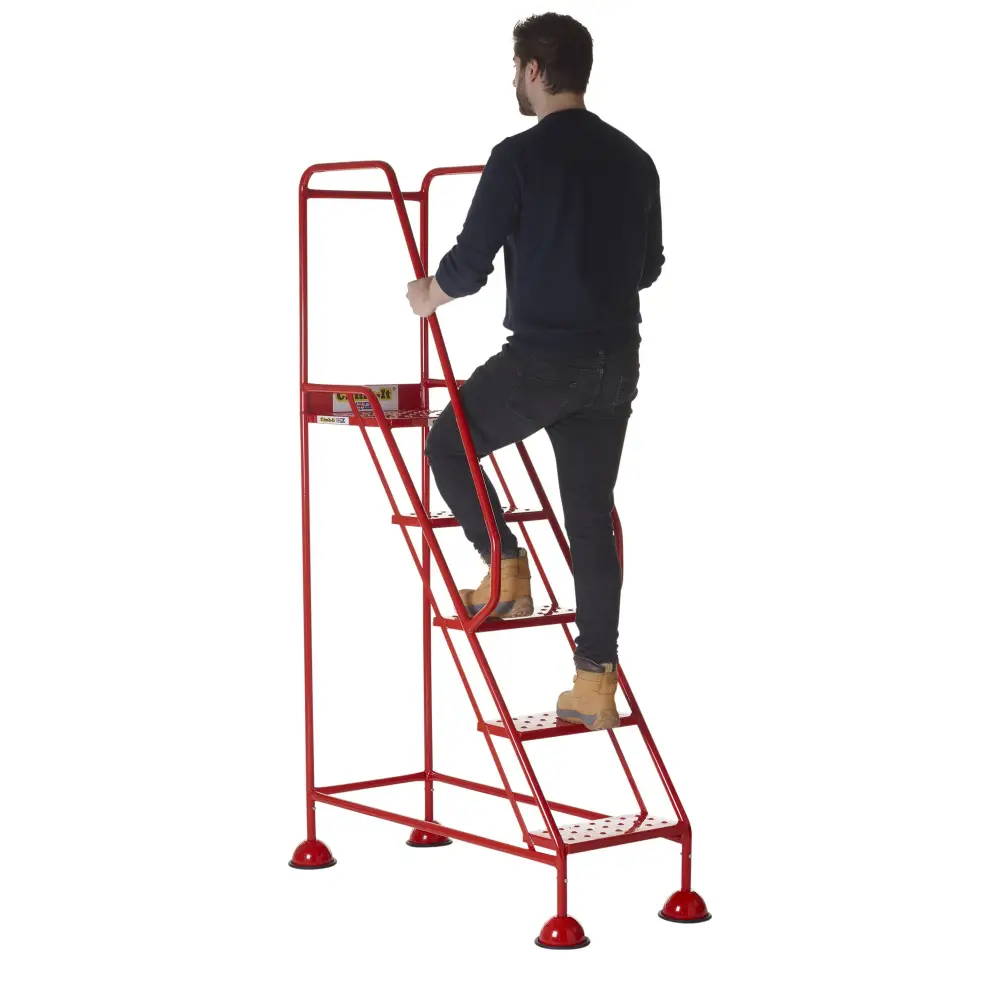 Climb It UK Domed Feet Steps - Red Non-Slip Ladder Accessories for Home, Garage, and Workshop Use