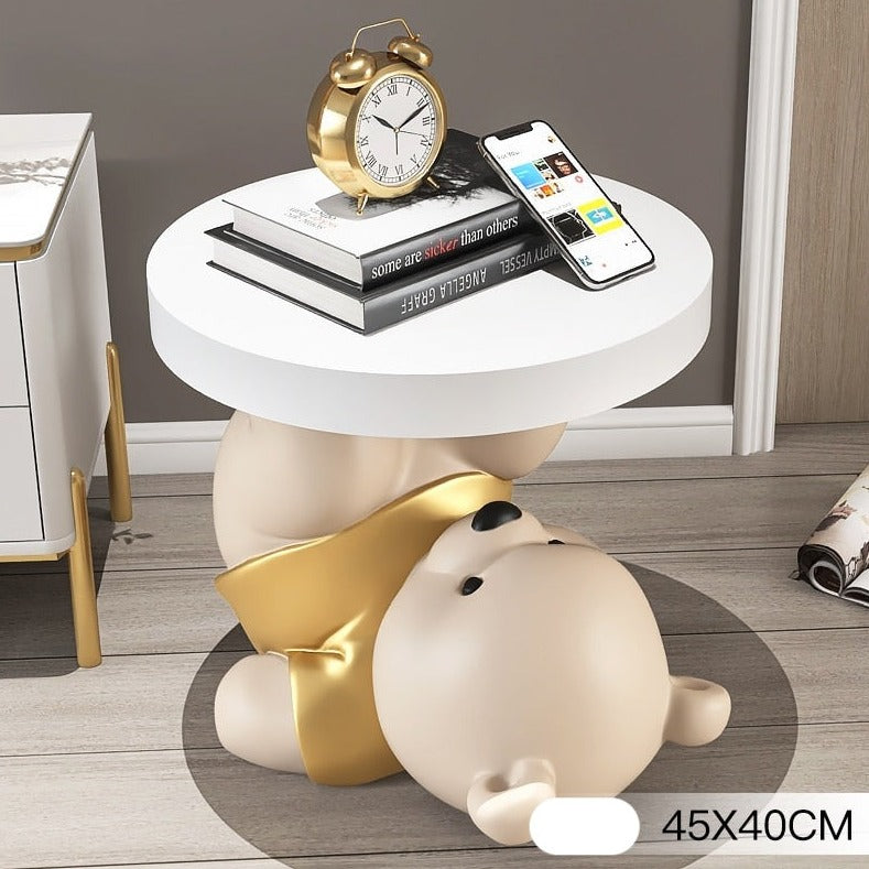 Vigorous Bear Statue - Handcrafted Side Table Decor & Unique Home Ornament | Perfect for Living Room, Cabin, or Office Decoration