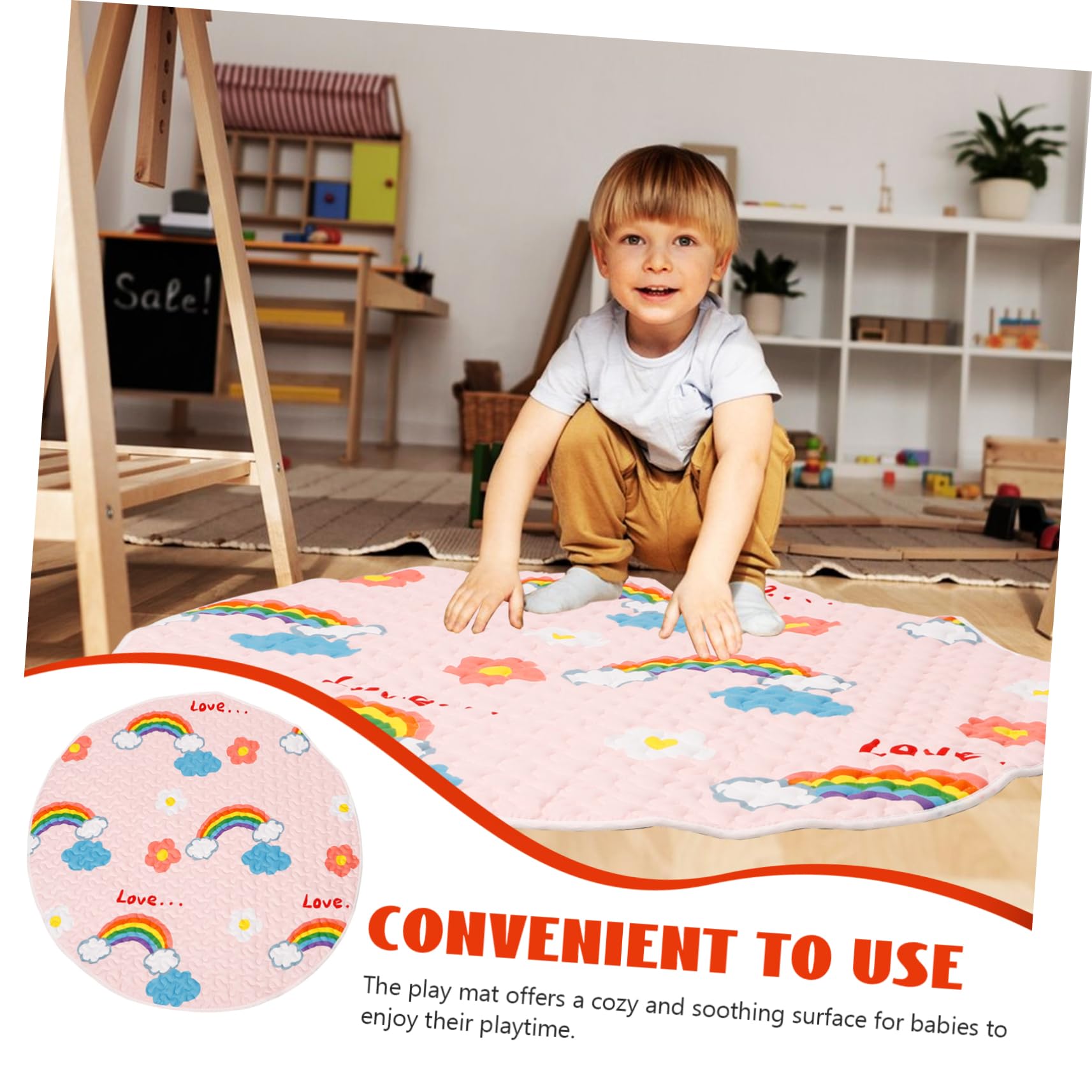 **Soft & Durable Round Baby Play Mat for Toddlers - Non-Slip Crawling Mat for Boys & Girls, High Chair Play Pad, Nursery Floor Mat (Pink) – Perfect for Playtime, Learning & Safe Crawling**