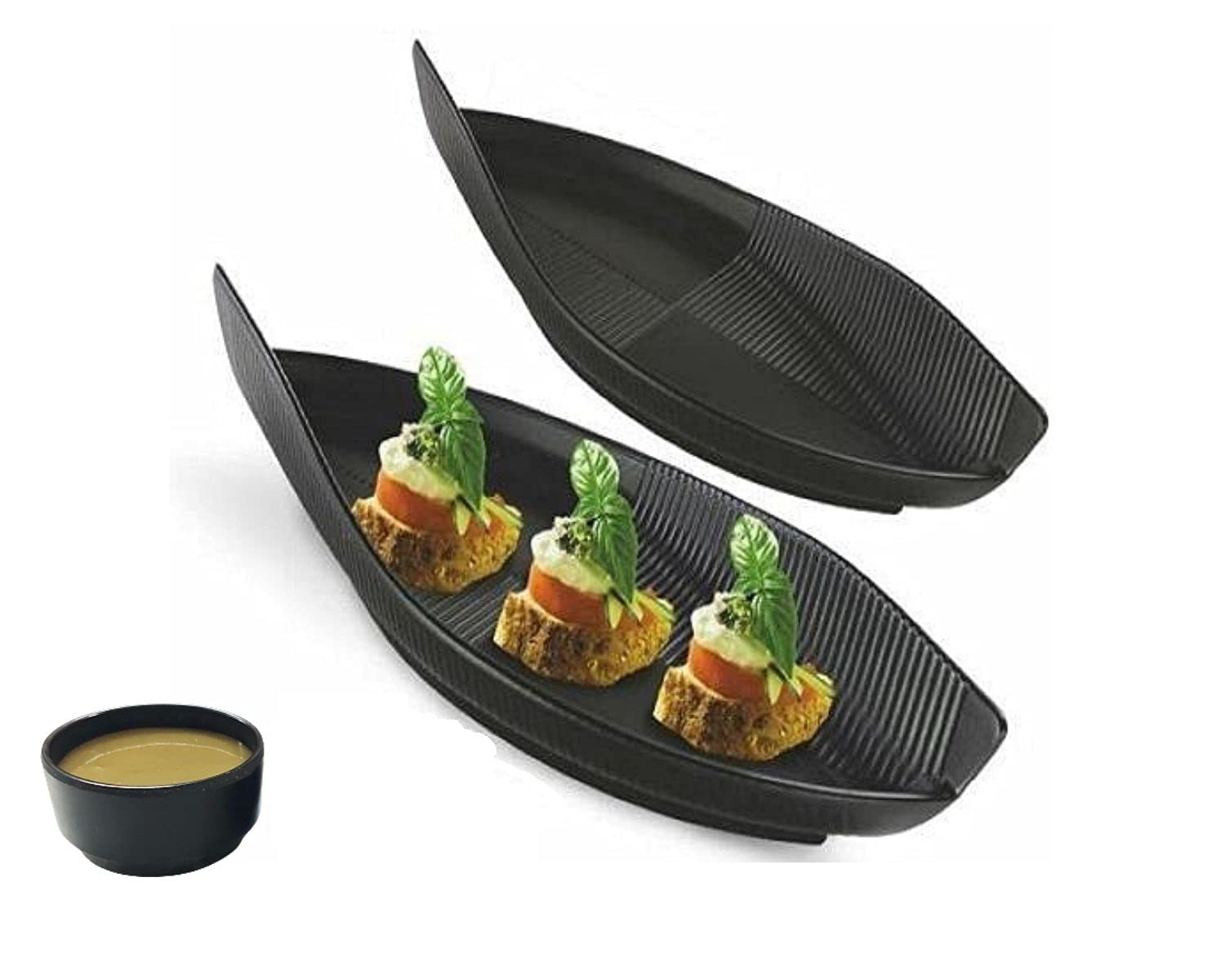 6-Piece Black Melamine Serving Platter Set for Snacks, Desserts & Parties - Matt Black