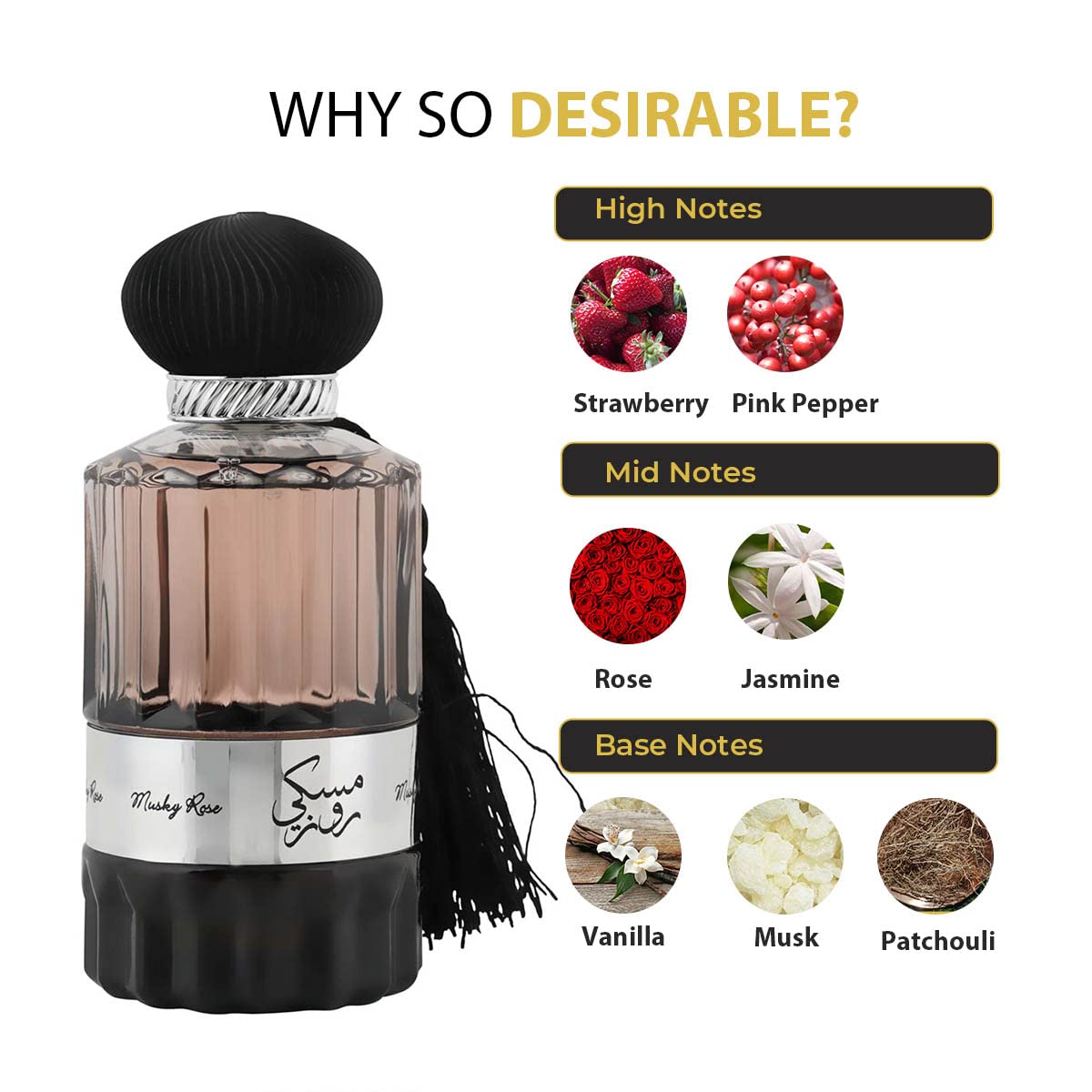 NUSUK Musky Rose Eau de Parfum for Men & Women - 100ml Long-Lasting Floral Fragrance | Romantic Date Night & Special Occasion Perfume