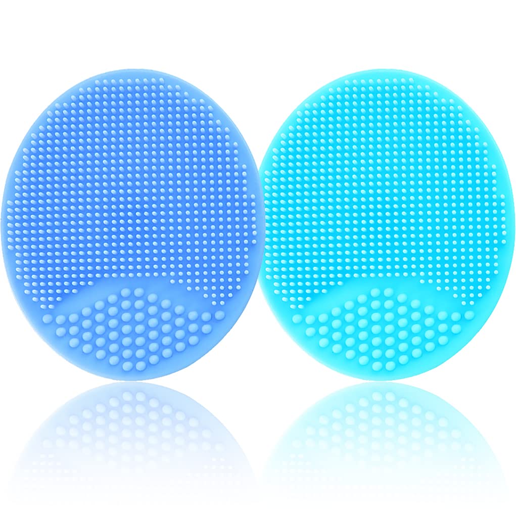Baby Bath Brush Set - 2 Pack Soft Silicone Massage & Exfoliator for Cradle Cap, Dry Skin & Eczema (Blue & Green) | Gentle Newborn Bathing & Skin Care Essential