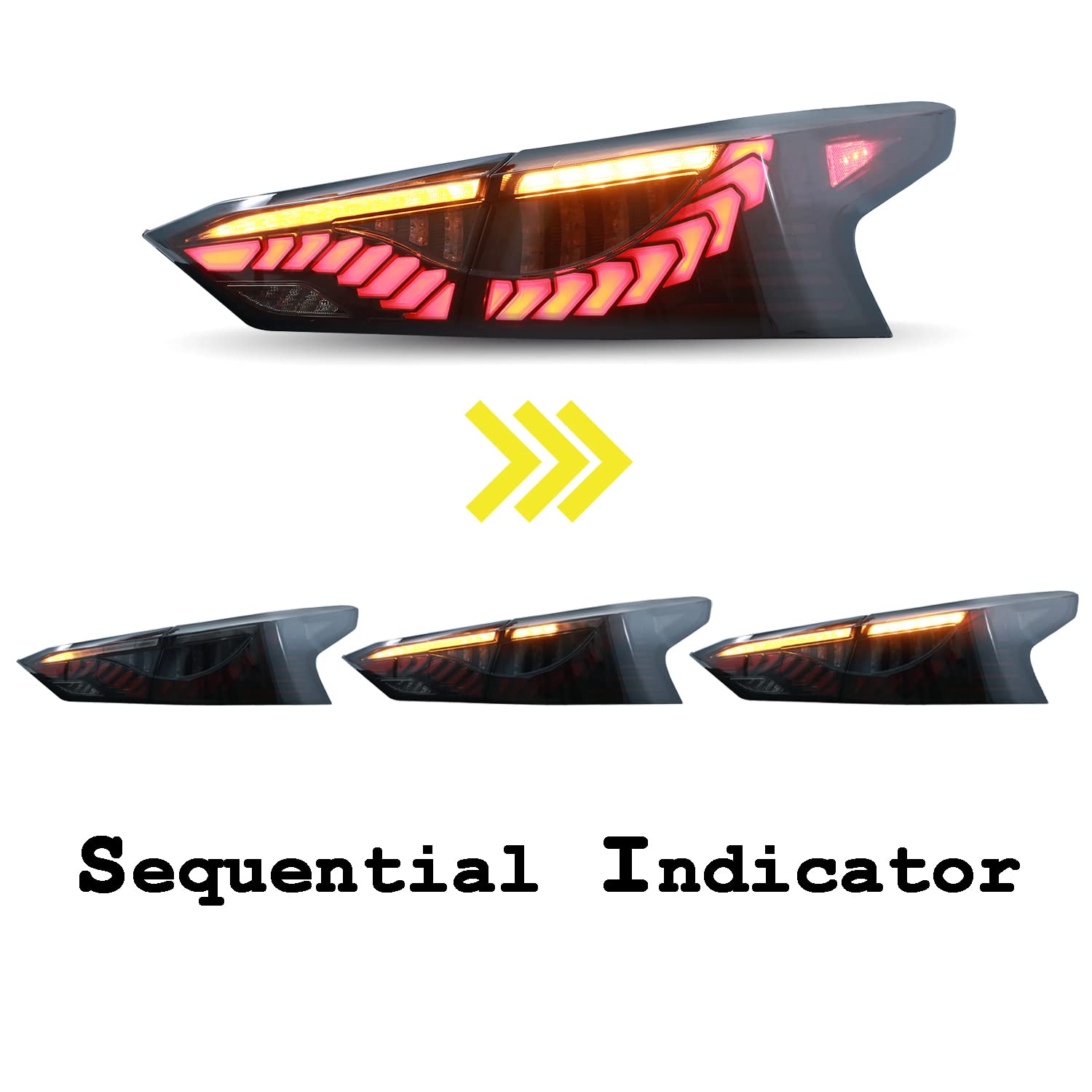 Inginuity Time LED Tail Lights for Nissan Altima 2019-2022 - Red Sequential Turn Signal Rear Lamps with Startup Animation - Upgrade Your Car's Style & Safety for Night Driving and Enhanced Visibility