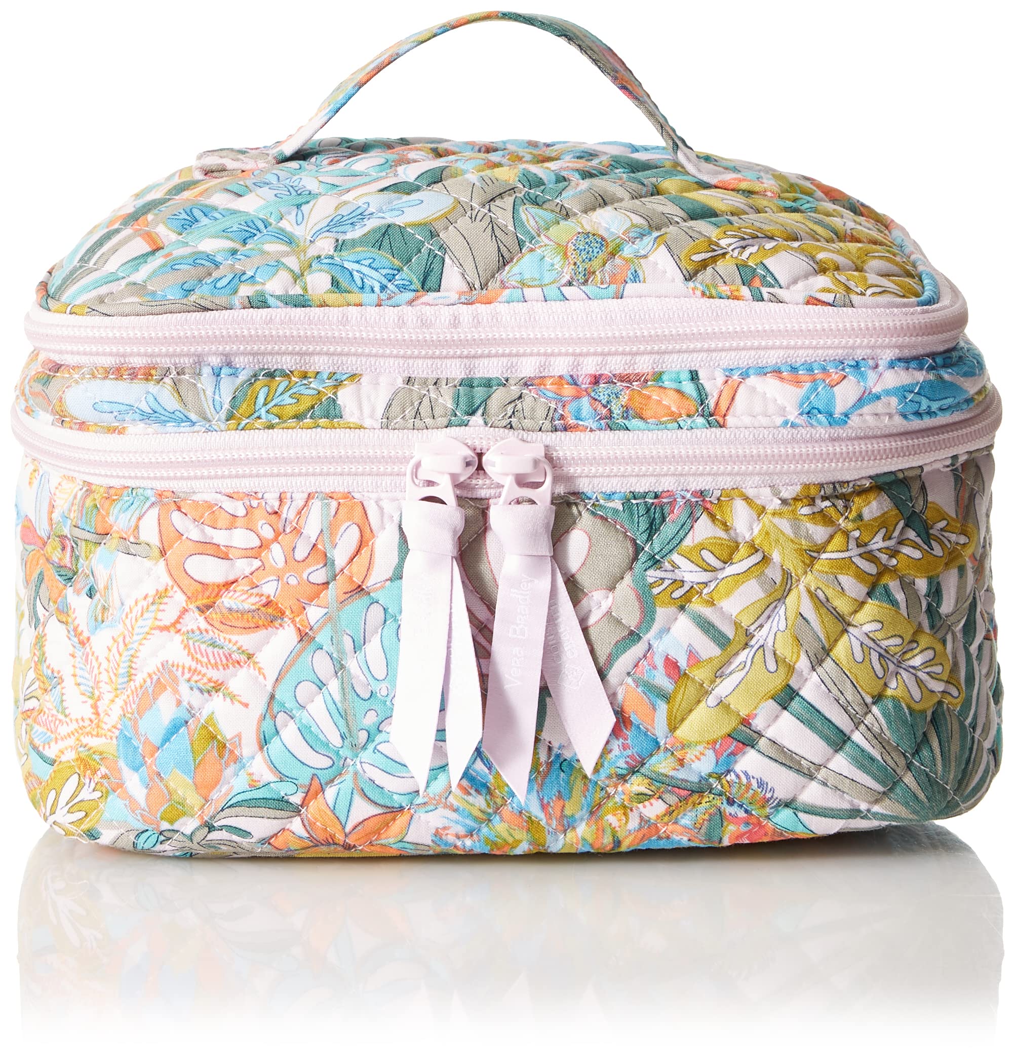 Vera Bradley Women's Cotton Makeup Organizer Bag - Travel Cosmetic Case with Brush Holder for Toiletry & Beauty Essentials (Perfect for Travel, Gym & Daily Use)