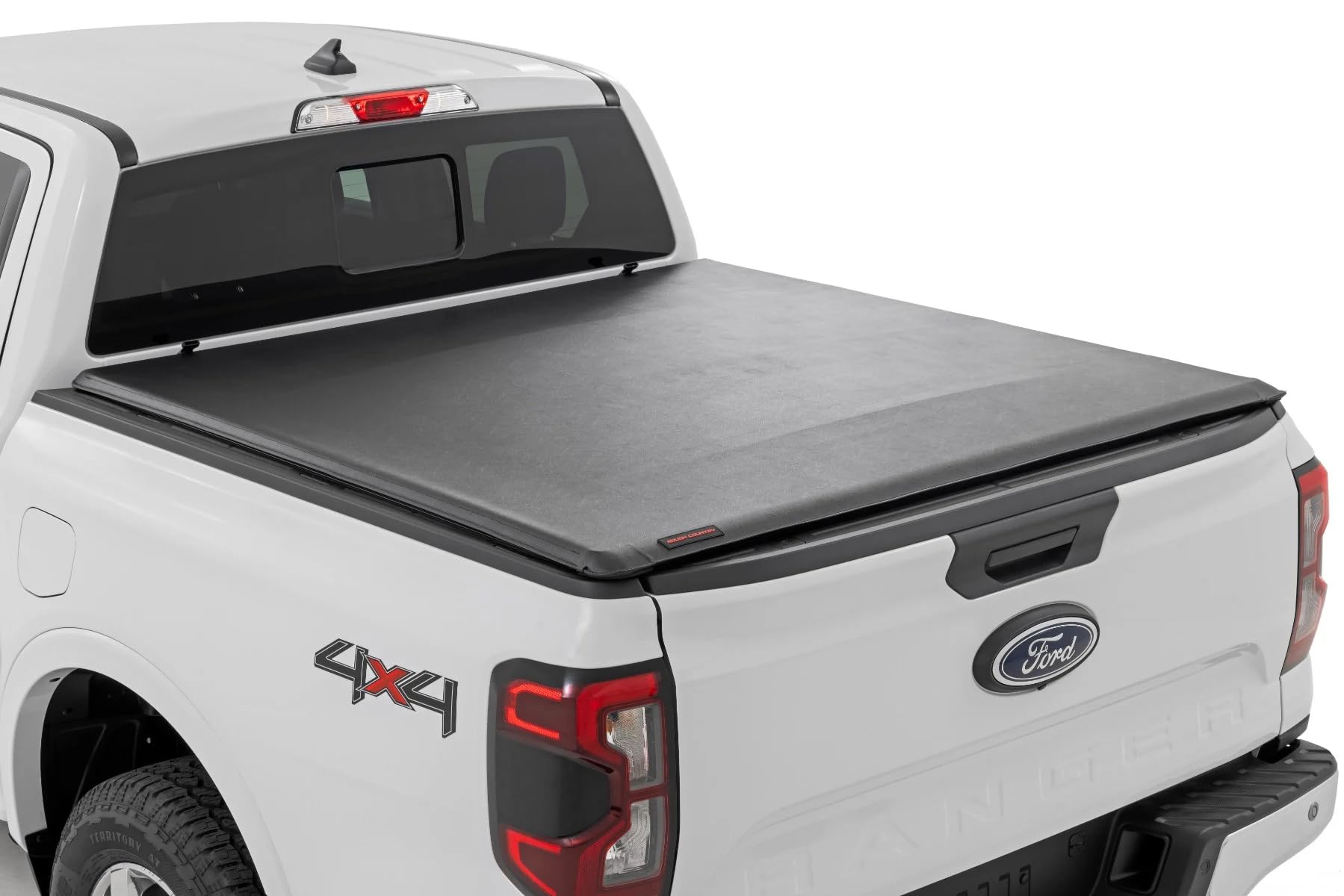 Rough Country Soft Roll Up Tonneau Cover for 2024-2025 Ford Ranger 5' Bed | Waterproof & UV-Resistant Truck Bed Cover | Easy Install & Secure Storage for Camping, Work & Road Trips
