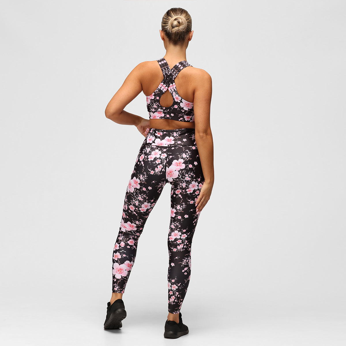 Blossom Noir High Waist Yoga Leggings for Women - Tummy Control Workout Pants - Comfortable Stretchy Gym Leggings for Running, Pilates & Lounge Wear