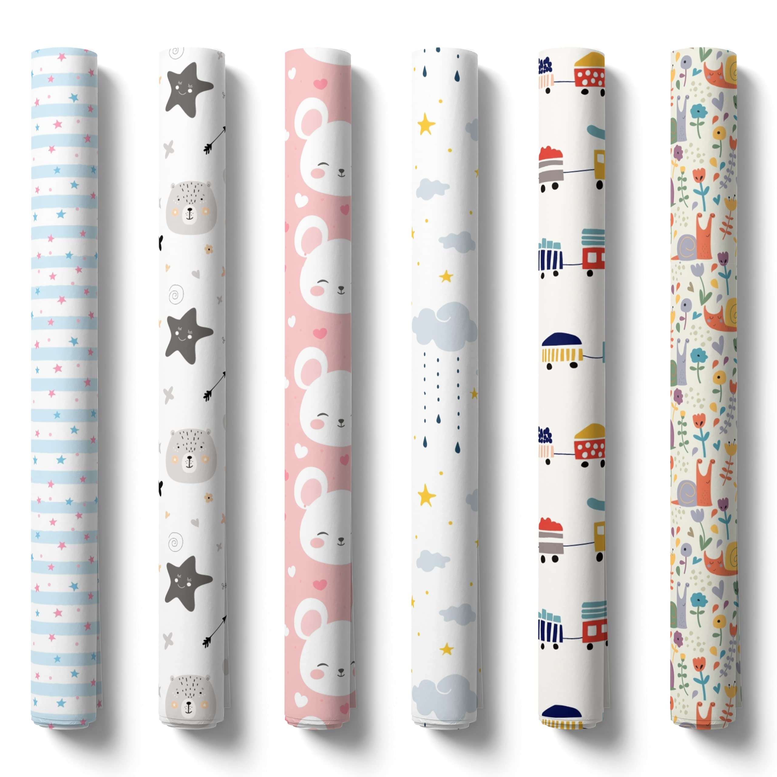 Premium Kids Gift Wrapping Paper Set - 12 Sheets (17x24 Inches, 100 GSM Silk) - 6 Unique Designs (2 Sheets Each) - Perfect for Birthday, Christmas & Party Presents - Inkprint.in Multi-Purpose Wrapping Sheets #6008