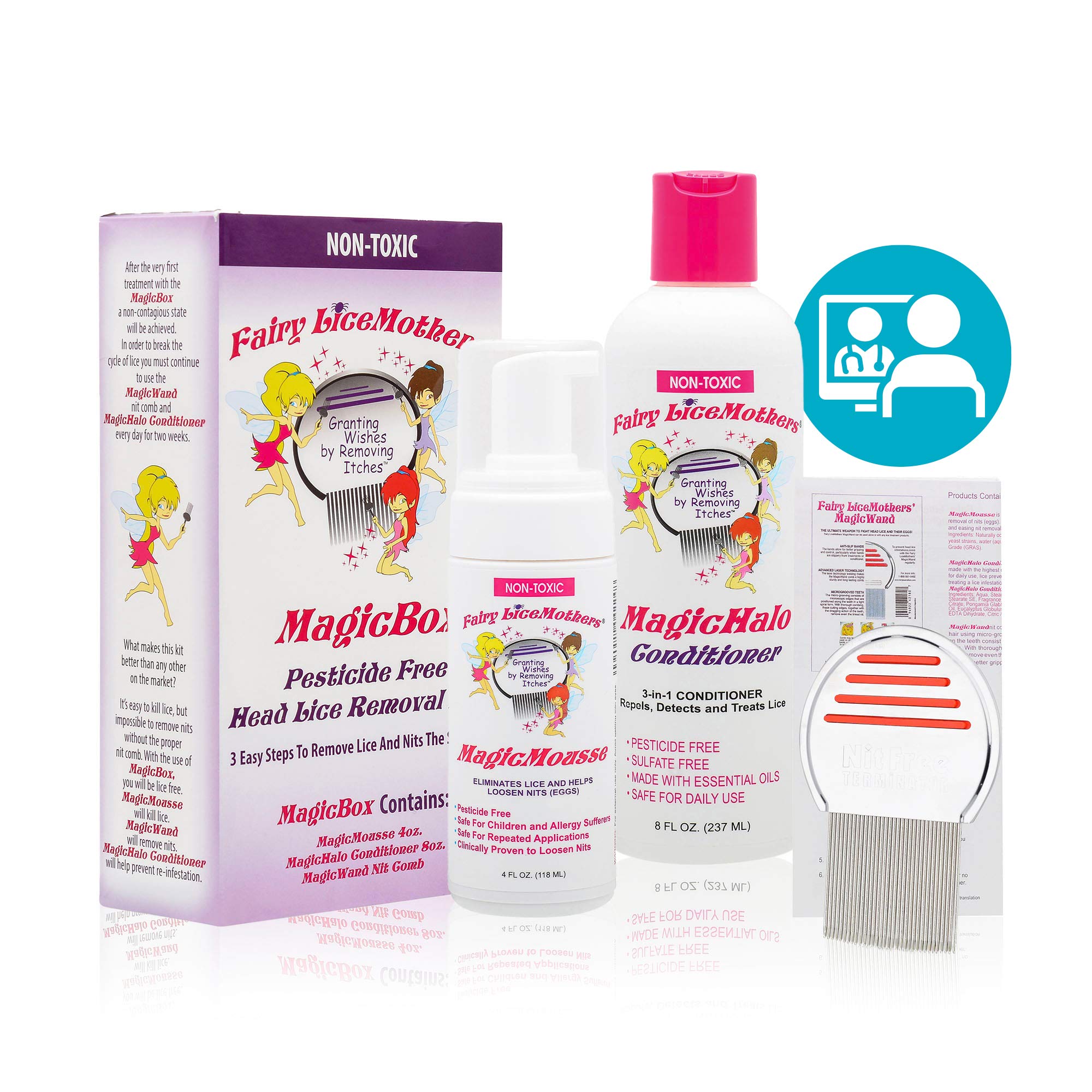 Fairy Lice Mothers Magic Box - 3 Count | Natural Lice Treatment for Kids & Adults | Safe & Effective for Home & School Use