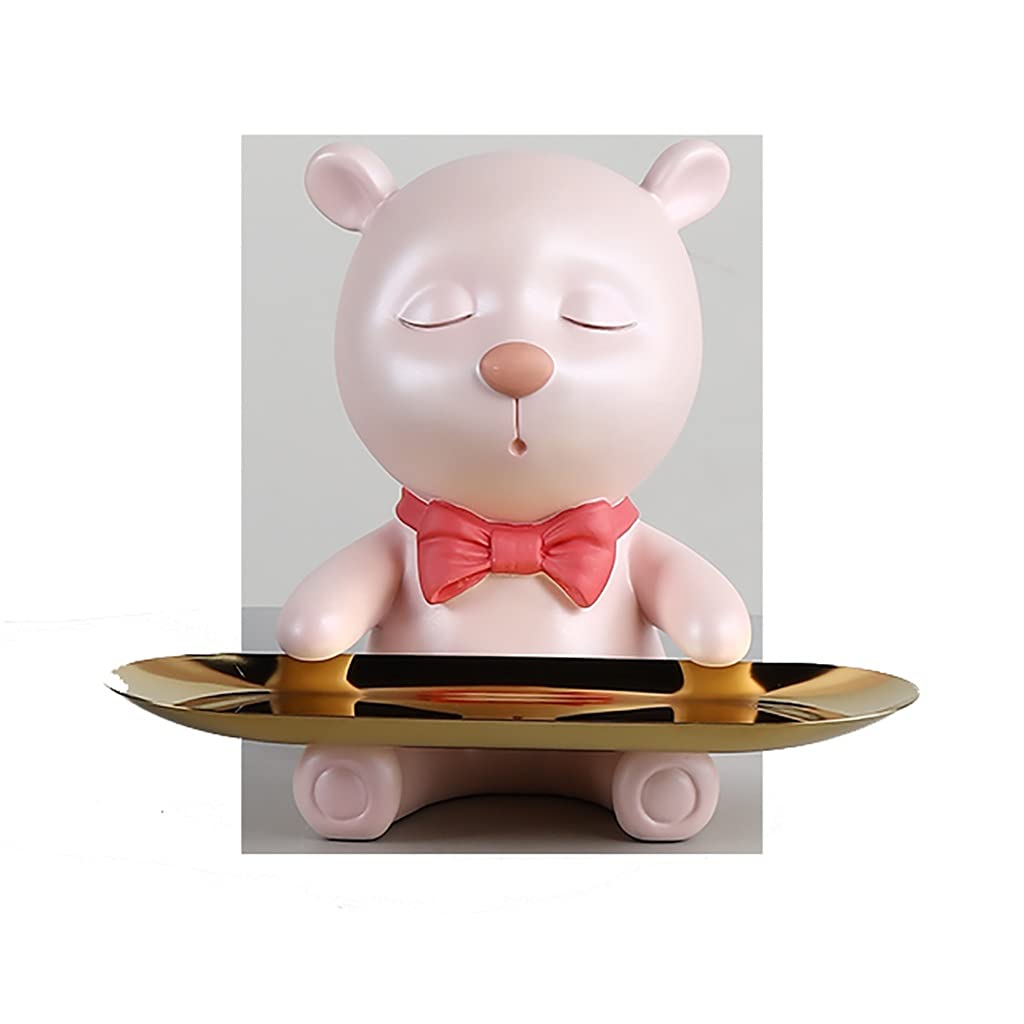 NABEIM Gold Bear Decorative Tray - Elegant Metal Storage Organizer for Keys, Jewelry & Candy | Modern Home Decor | Perfect for Entryway, Bedroom & Gift Giving