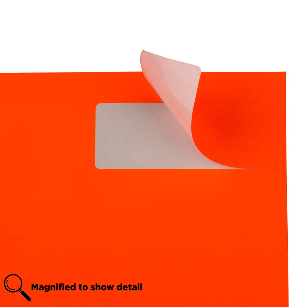 Neon Red/Orange Address Labels 1x2 5/8 - 120 Pack for Shipping & Mailing