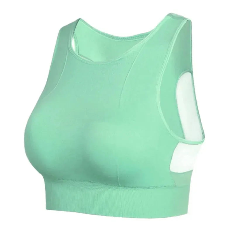 Breathable Mesh Shockproof Padded Sports Bra for Women - Seamless Yoga Running Gym Workout Top - Perfect for High-Impact Workouts, Yoga & Active Lifestyle