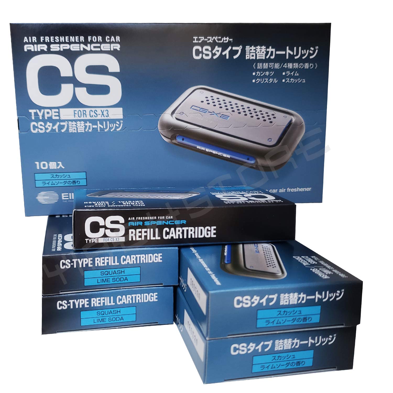 CSX3 Squash Air Spencer Refill Cartridge - 4 Pack Car Air Freshener for Home & Office | Eliminates Odors & Freshens Air in Vehicles, Bathrooms & Small Spaces