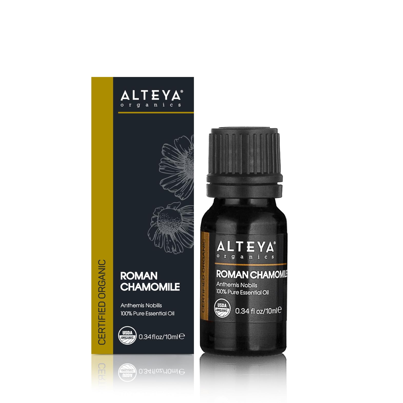 Alteya Organics USDA Certified Organic Roman Chamomile Essential Oil (Anthemis Nobilis) - 0.34 Fl Oz/10 mL Steam-Distilled Aromatherapy Oil for Relaxation, Massage & Skin Care