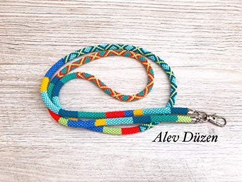 Beaded Lanyard for Teachers - Stylish ID Badge Holder with Bead Crochet Design - Perfect Teacher Gift for School, Office, and Conference Use