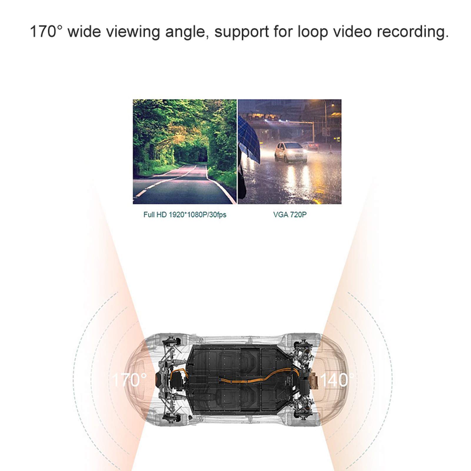 Qiilu A5 Car Dash Cam - 1080P Full HD 2.2