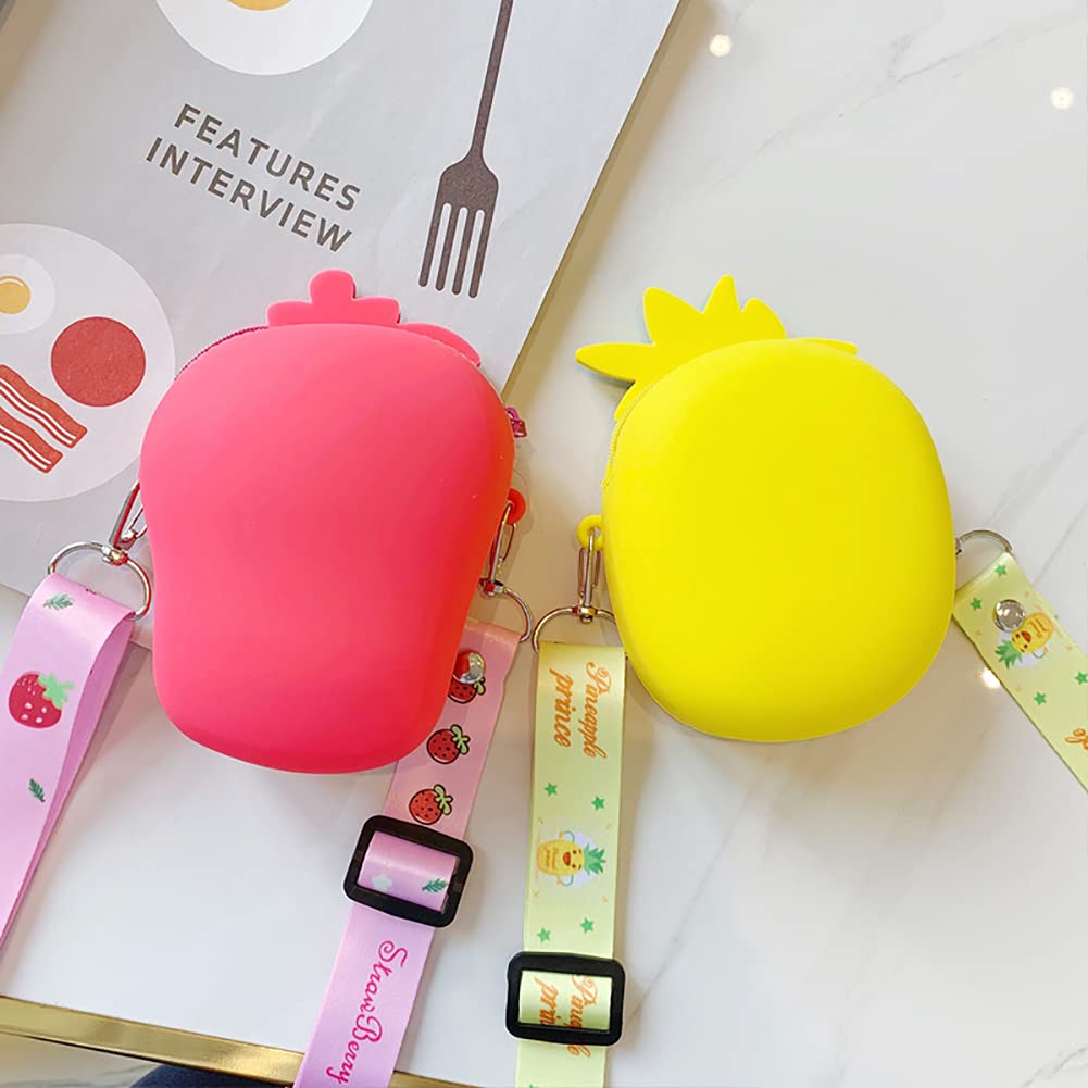 3D Cartoon Avocado Silicone Coin Wallet - Cute Purse & Keychain for Kids, Headphone & Makeup Accessories Storage - Fun Gift with Lanyard (Pineapple Design) - Perfect for School, Travel & Daily Use