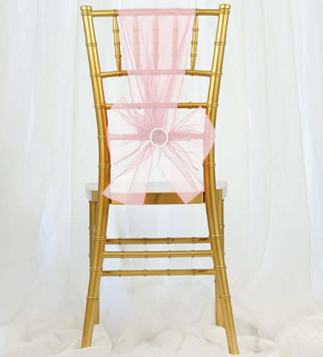 Elegant Sheer Organza Chair Sashes - Wedding, Party & Catering Decorations (Rose Quartz Pink) - Perfect for Chair Decor, Bridal Showers & Event Styling