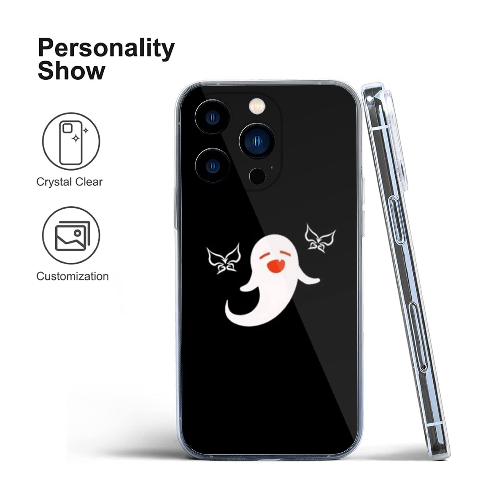 Shockproof Waterproof iPhone 13 Case with Halloween Ghost Design - Clear Protective Phone Cover for Impact Protection | Perfect for Halloween Parties, Cosplay & Everyday Use